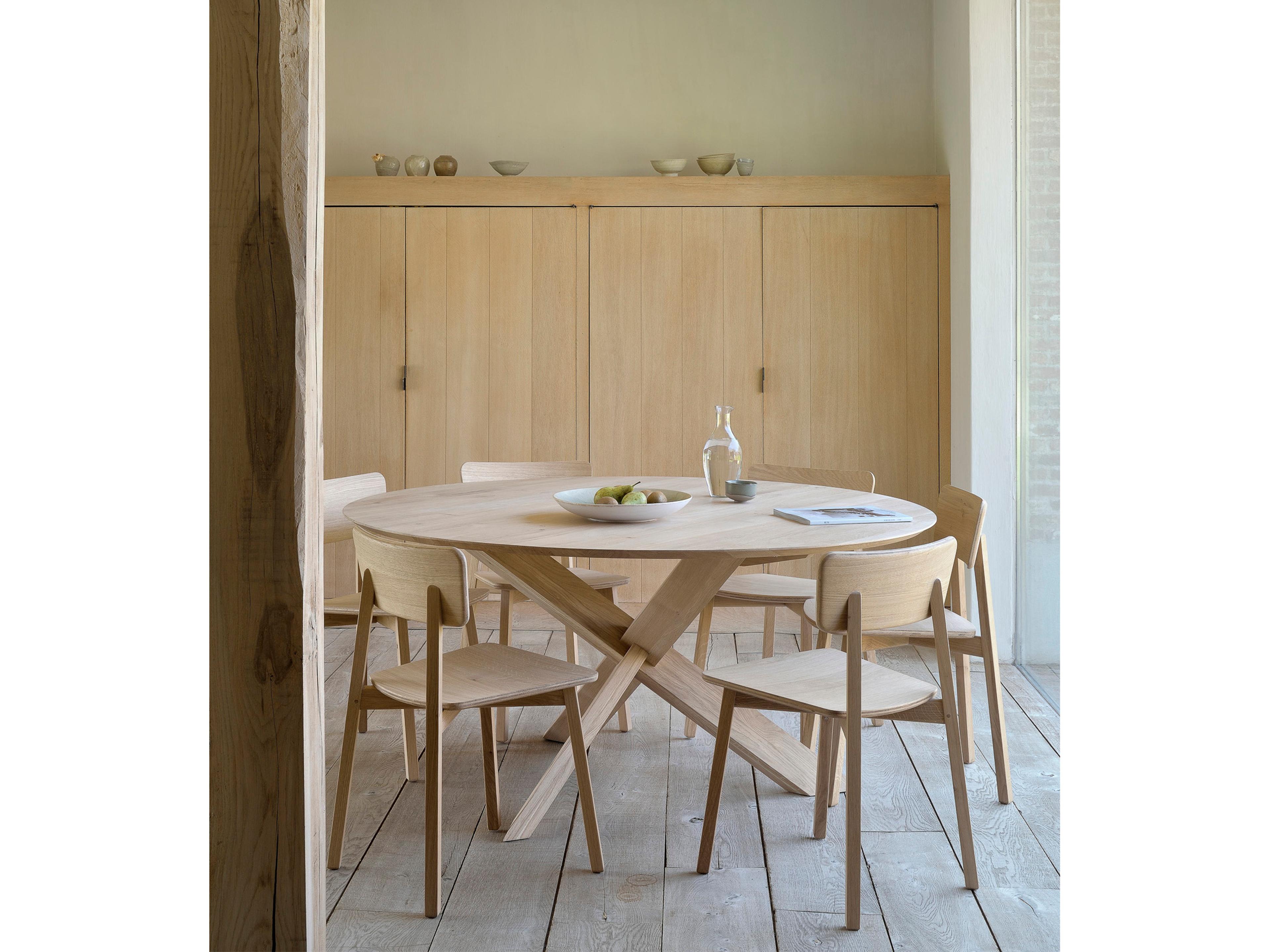 Ethnicraft Circle Oak Wood Dining Room Set