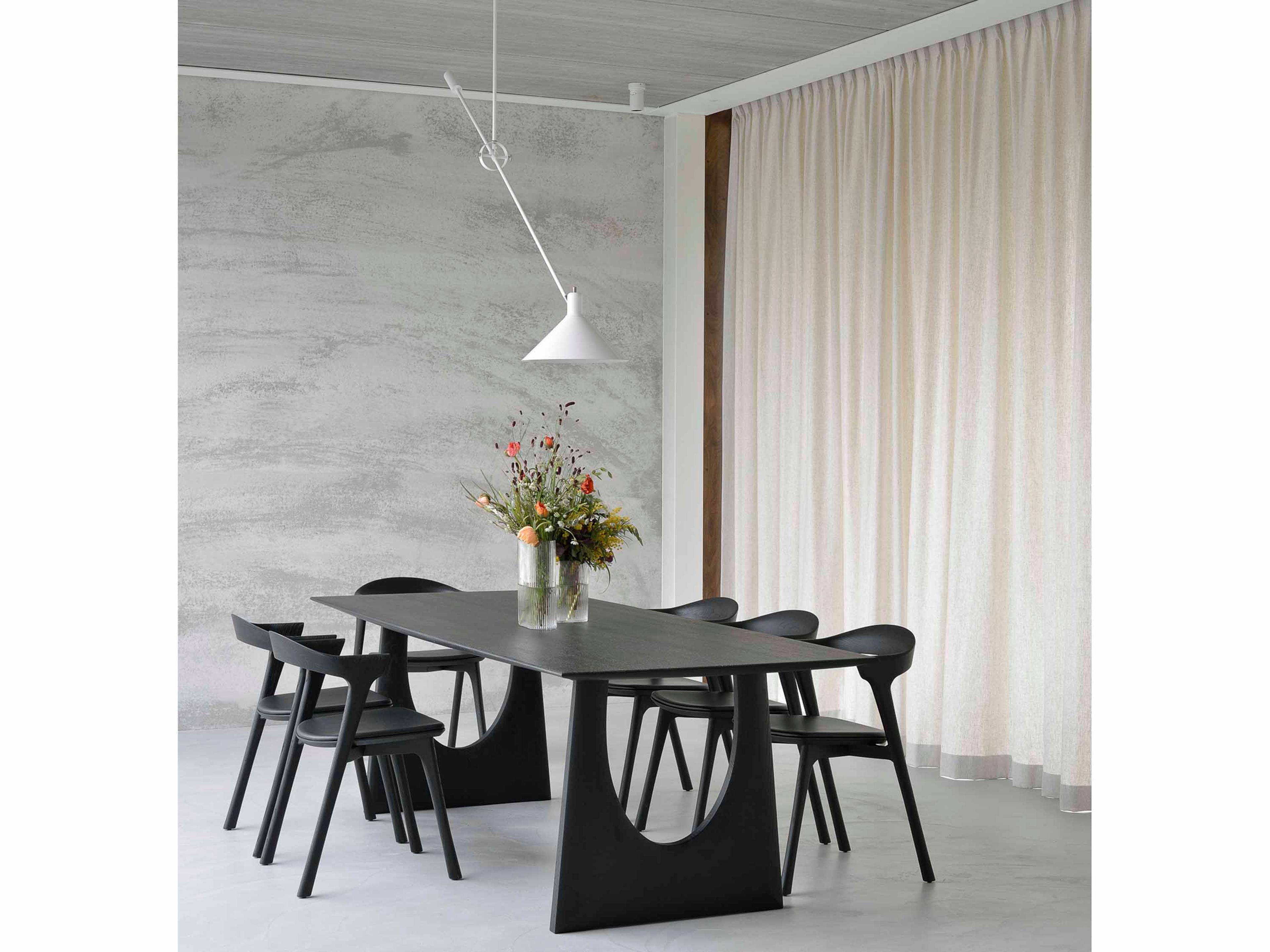 Ethnicraft Geometric Oak Wood Dining Room Set