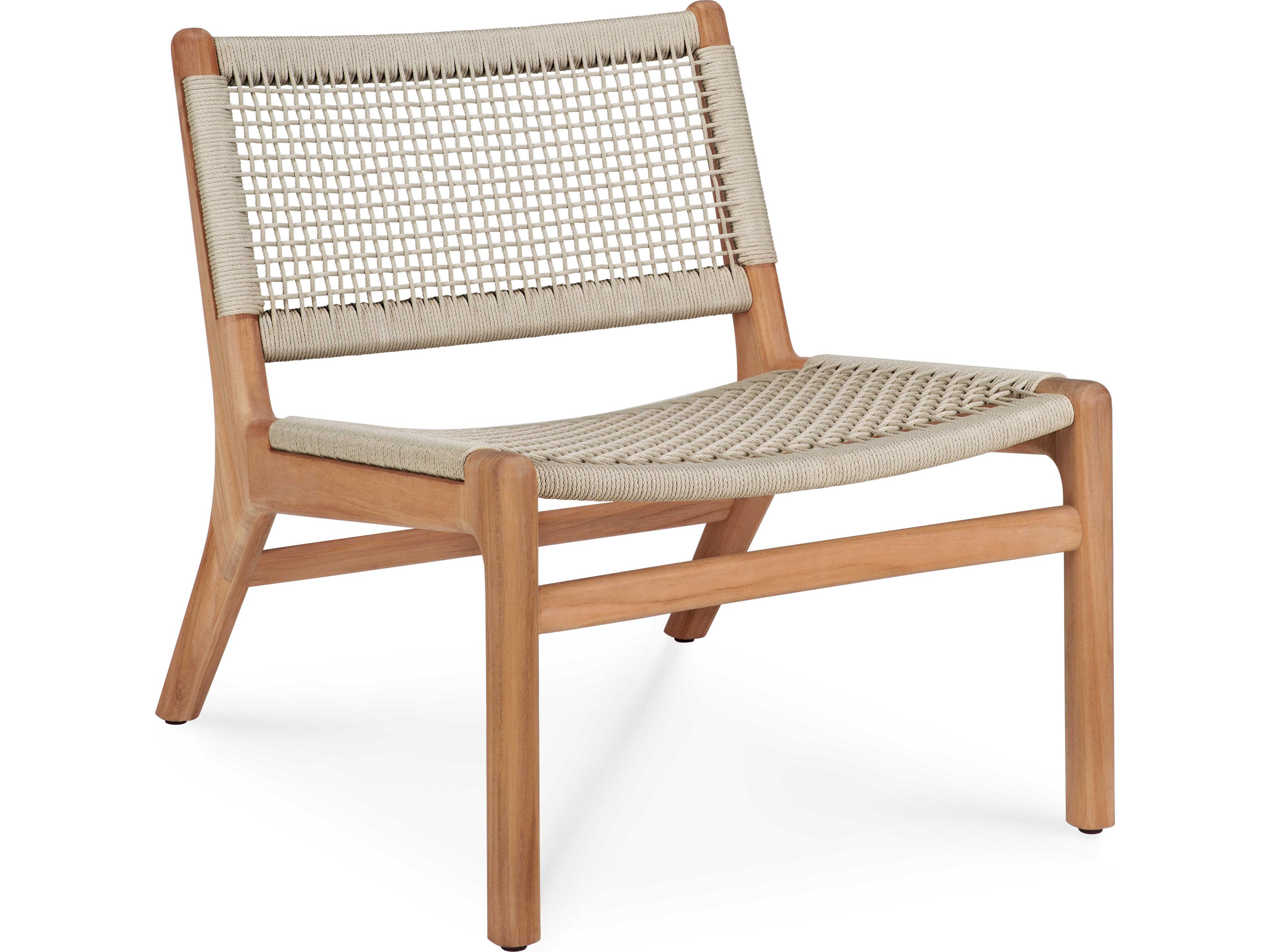 Jack Teak And Beige Weave Woven Lounge Chair