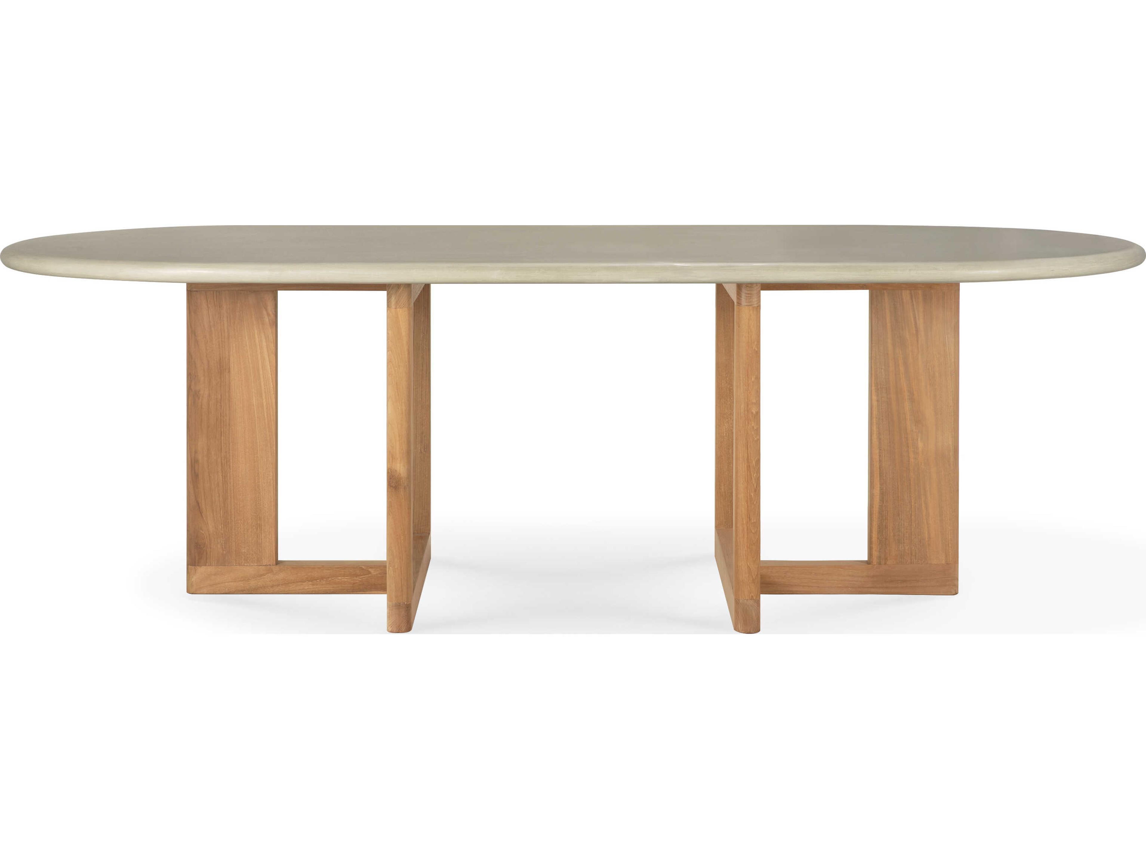 Ethnicraft Outdoor Trestle Concrete And Reclaimed Teak Dining Table