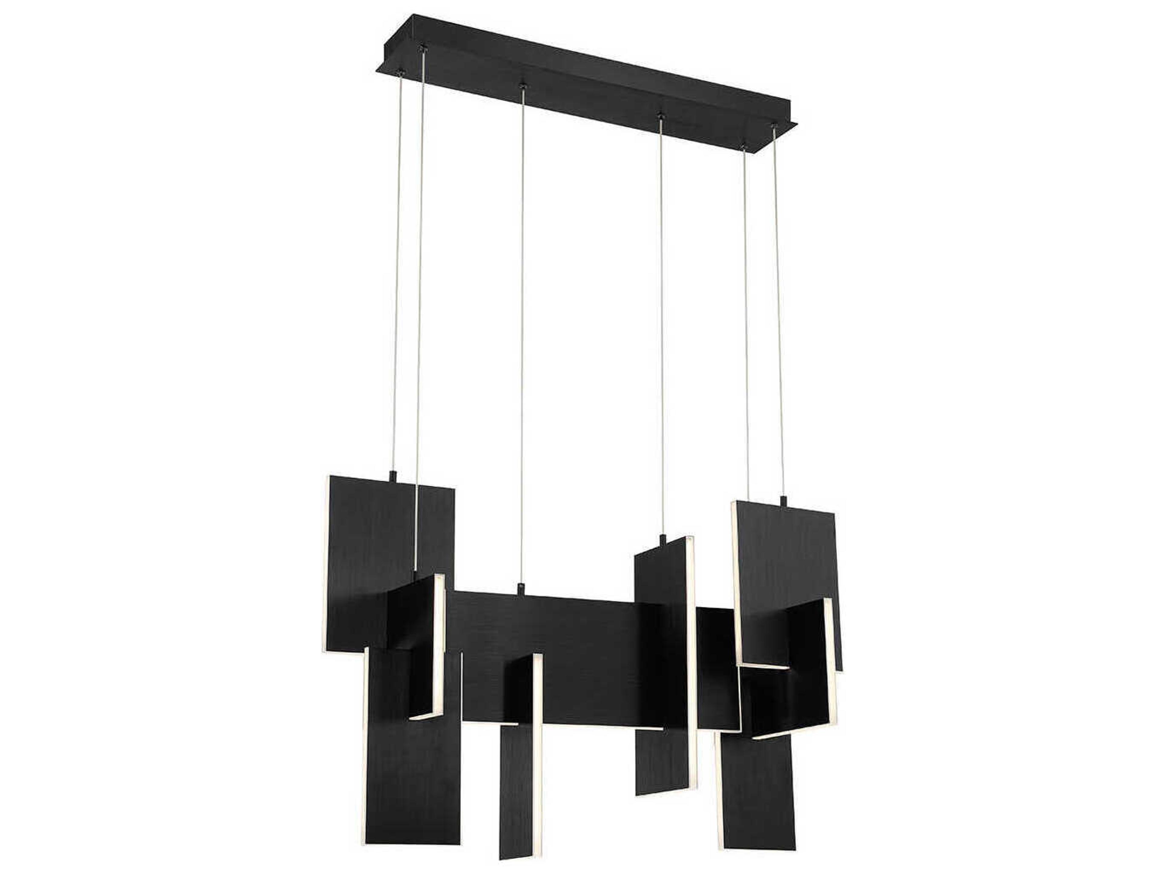 Eurofase Coburg 1-Light Black Geometric Linear Island Pendant