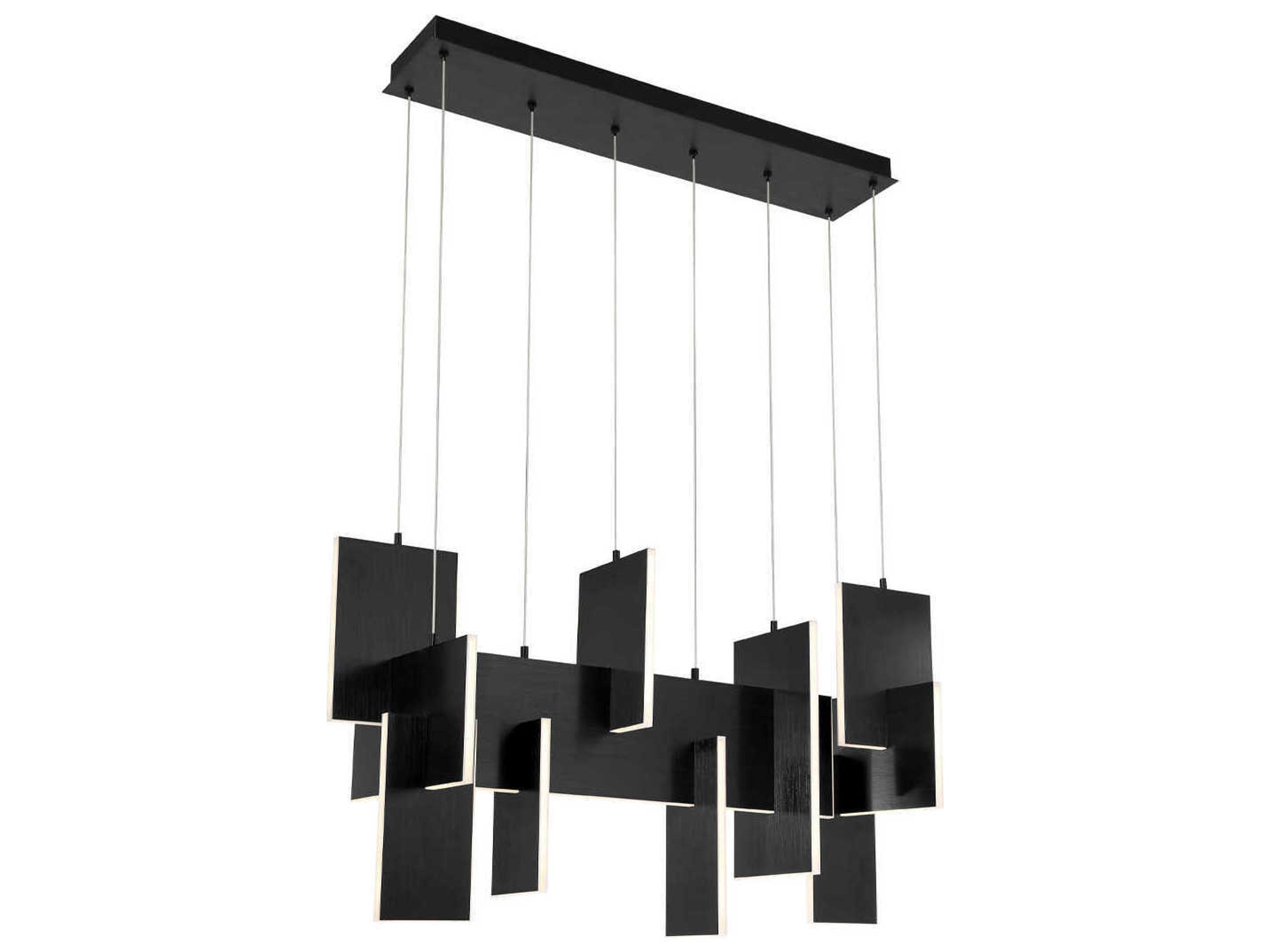 Eurofase Coburg 1-Light Black Geometric Linear Island Pendant