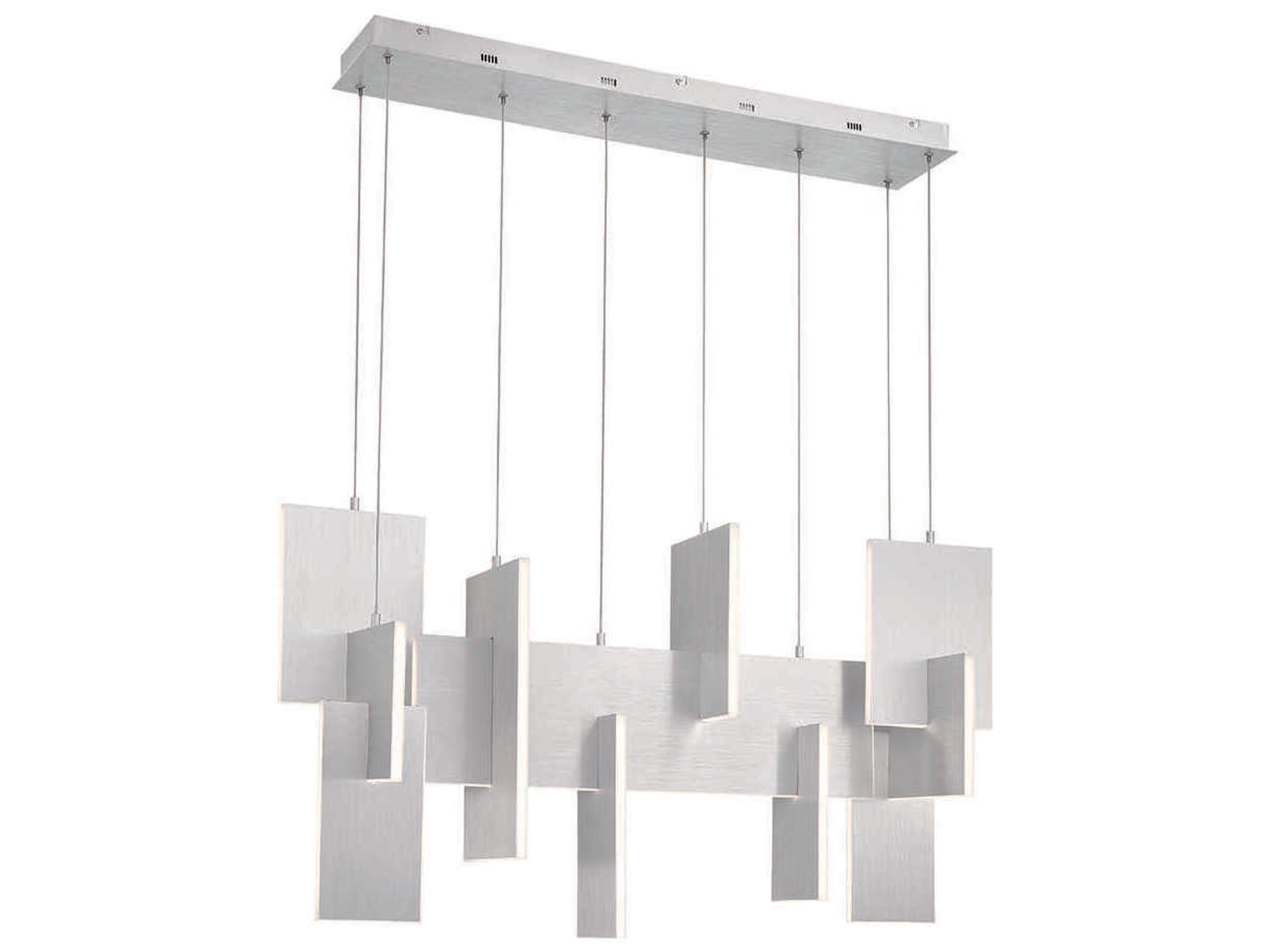 Eurofase Coburg 1-Light Aluminium Silver LED Geometric Linear Island Pendant