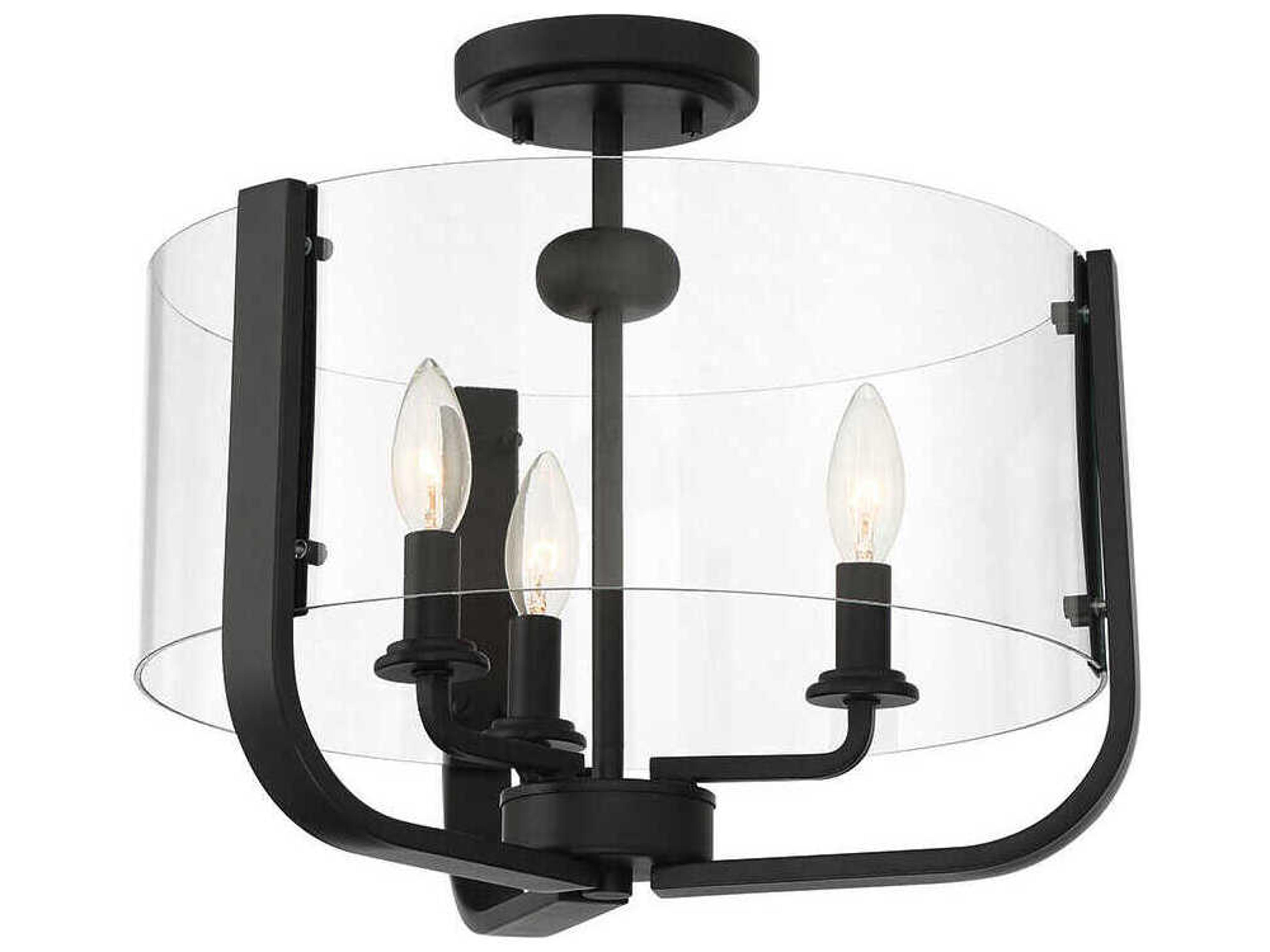 Eurofase Campisi 3-Light Black Semi Flush Mount