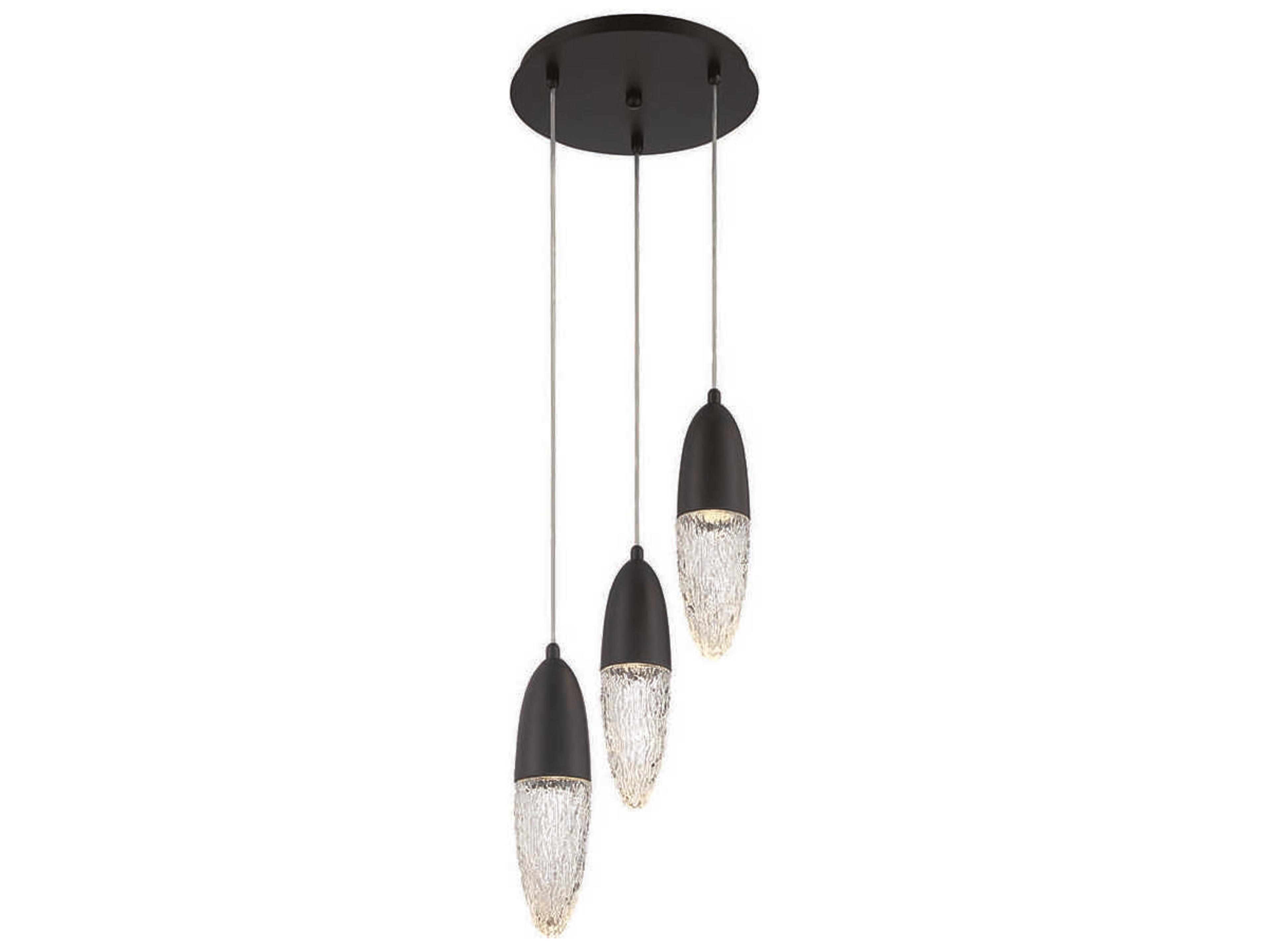 Eurofase Ecrou 3-Light Black Glass Linear Pendant