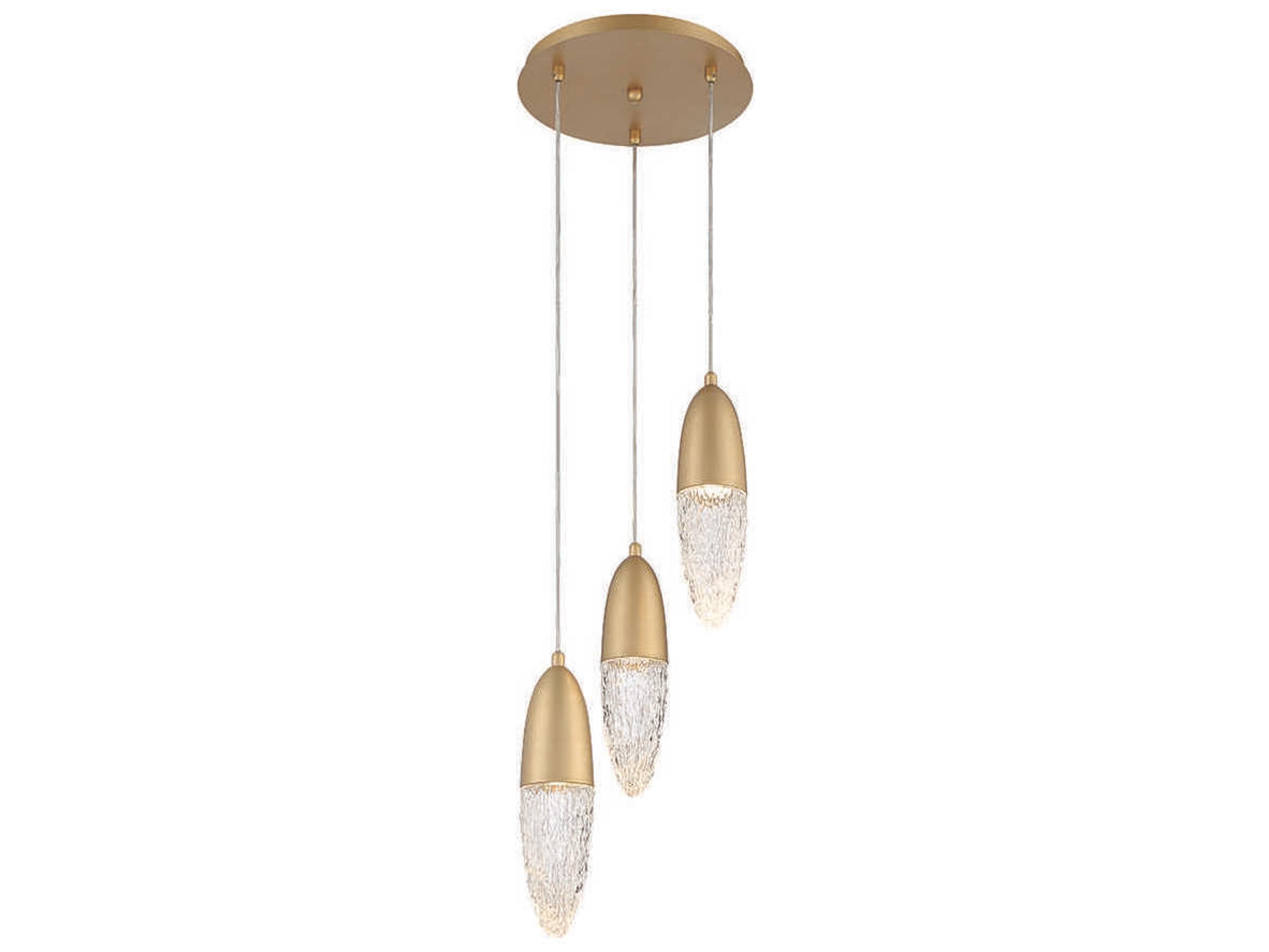 Eurofase Ecrou 3-Light Gold Glass Linear Pendant
