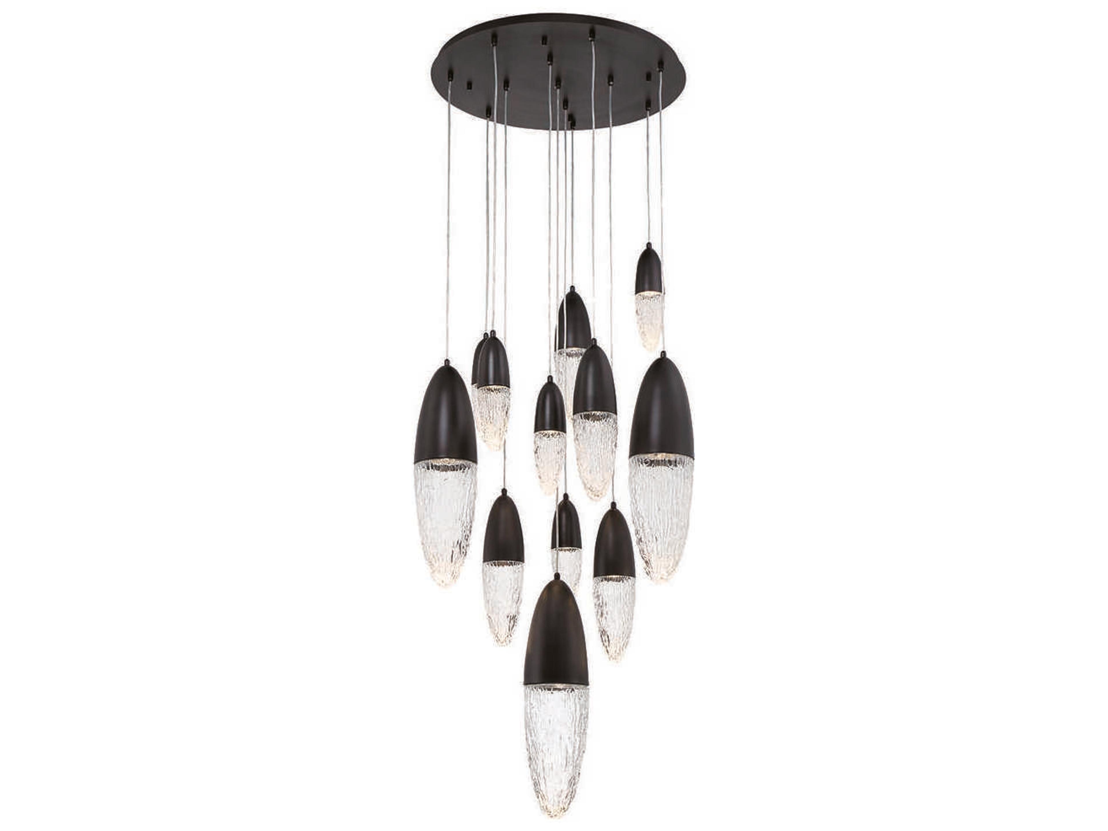 Eurofase Ecrou 12-Light Black Glass Linear Pendant