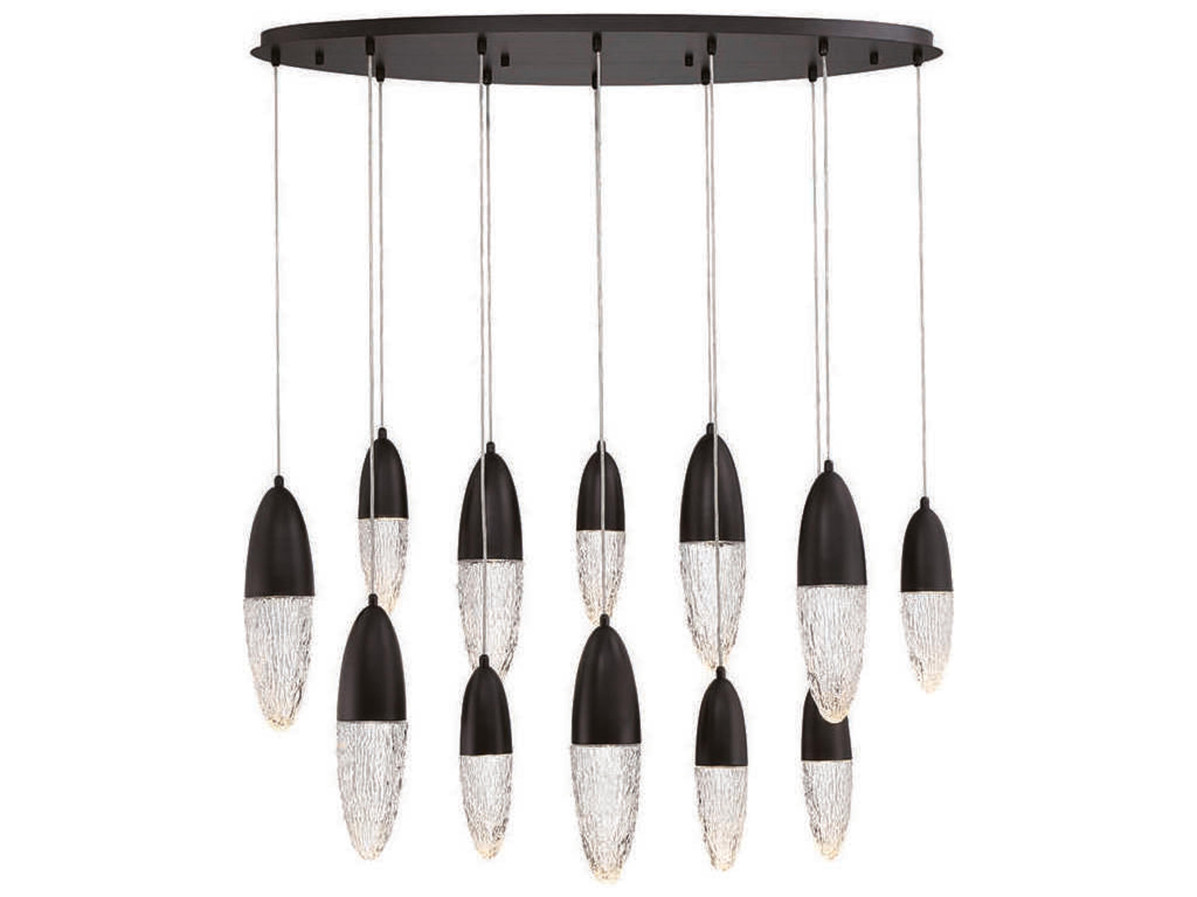 Eurofase Ecrou 12-Light Black Glass Linear Island Pendant