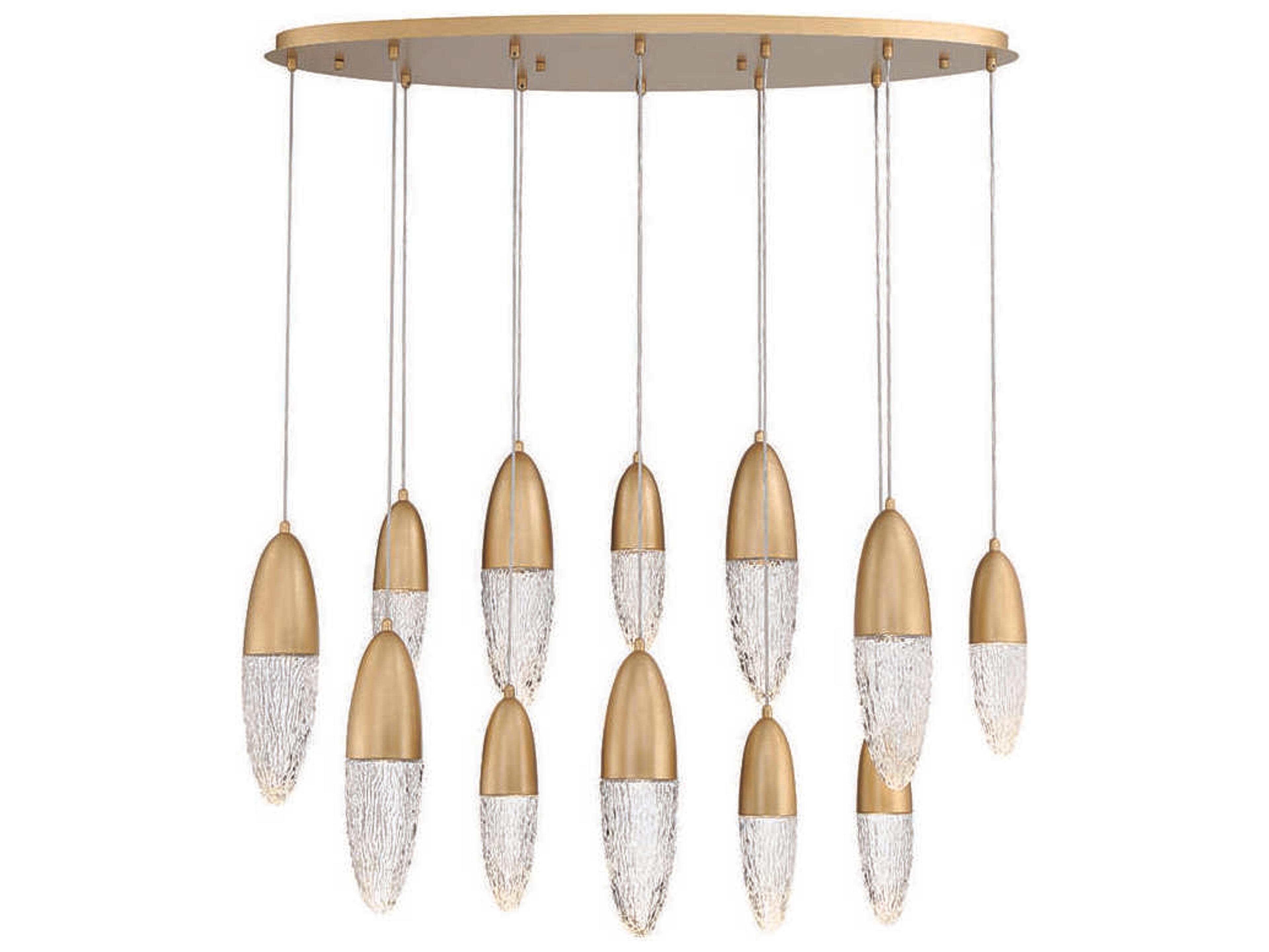 Eurofase Ecrou 12-Light Gold Glass Linear Island Pendant