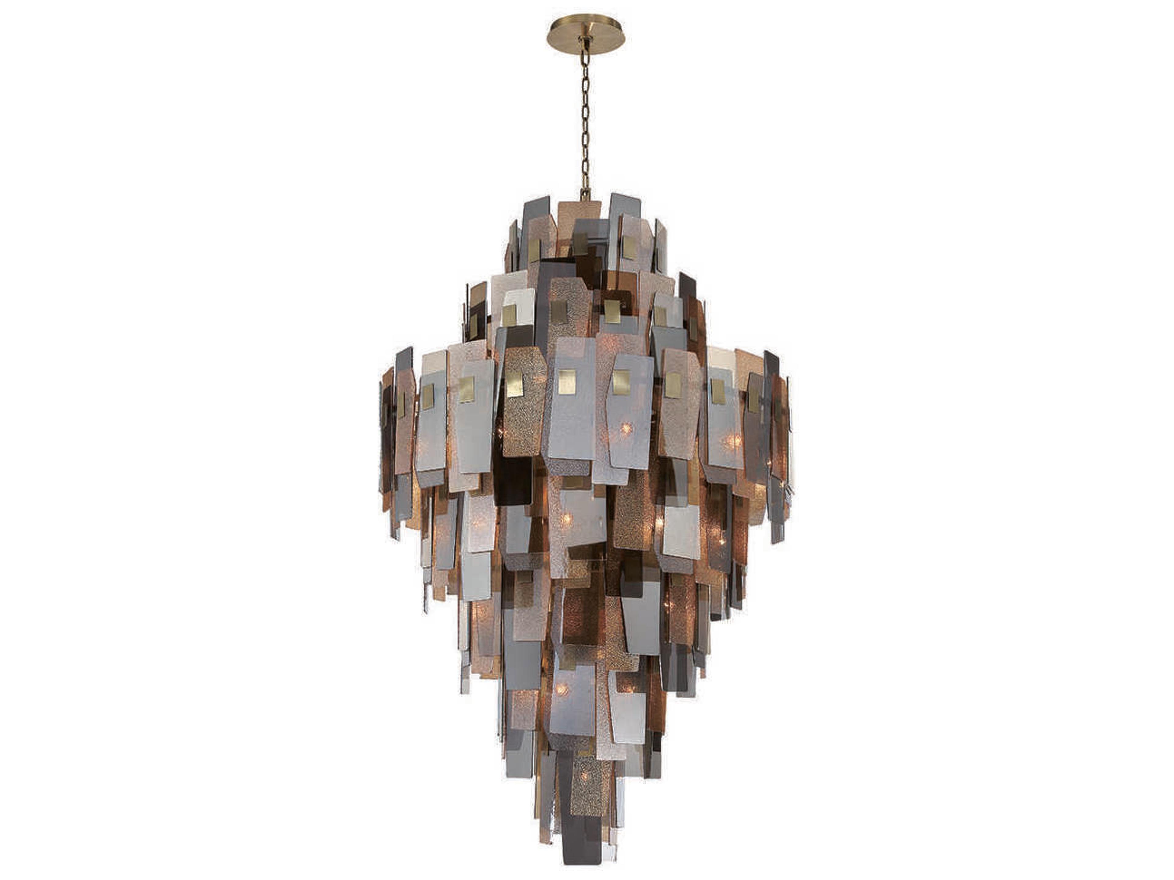 Eurofase Cocolina 39-Light Bronze Glass Geometric Linear Pendant