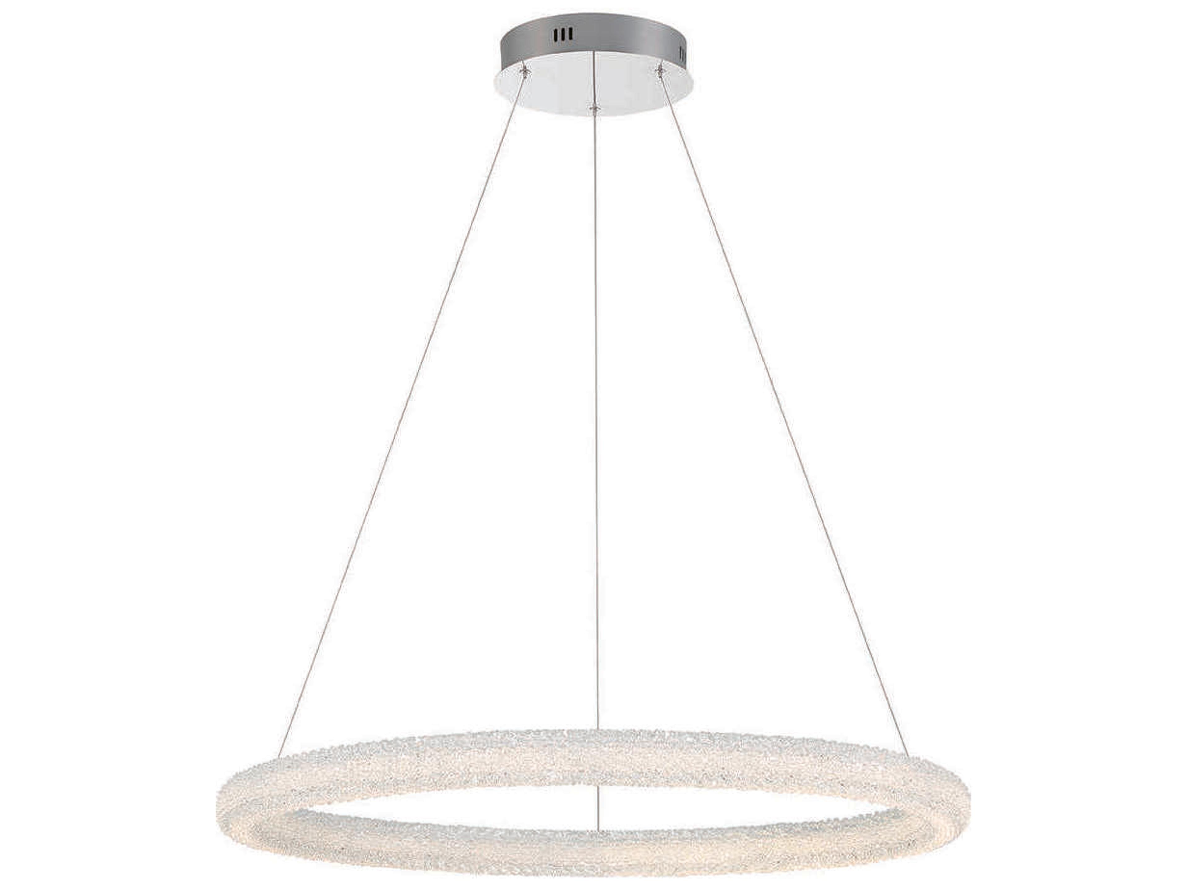 Eurofase Sassi 1-Light Chrome Crystal LED Linear Round Pendant
