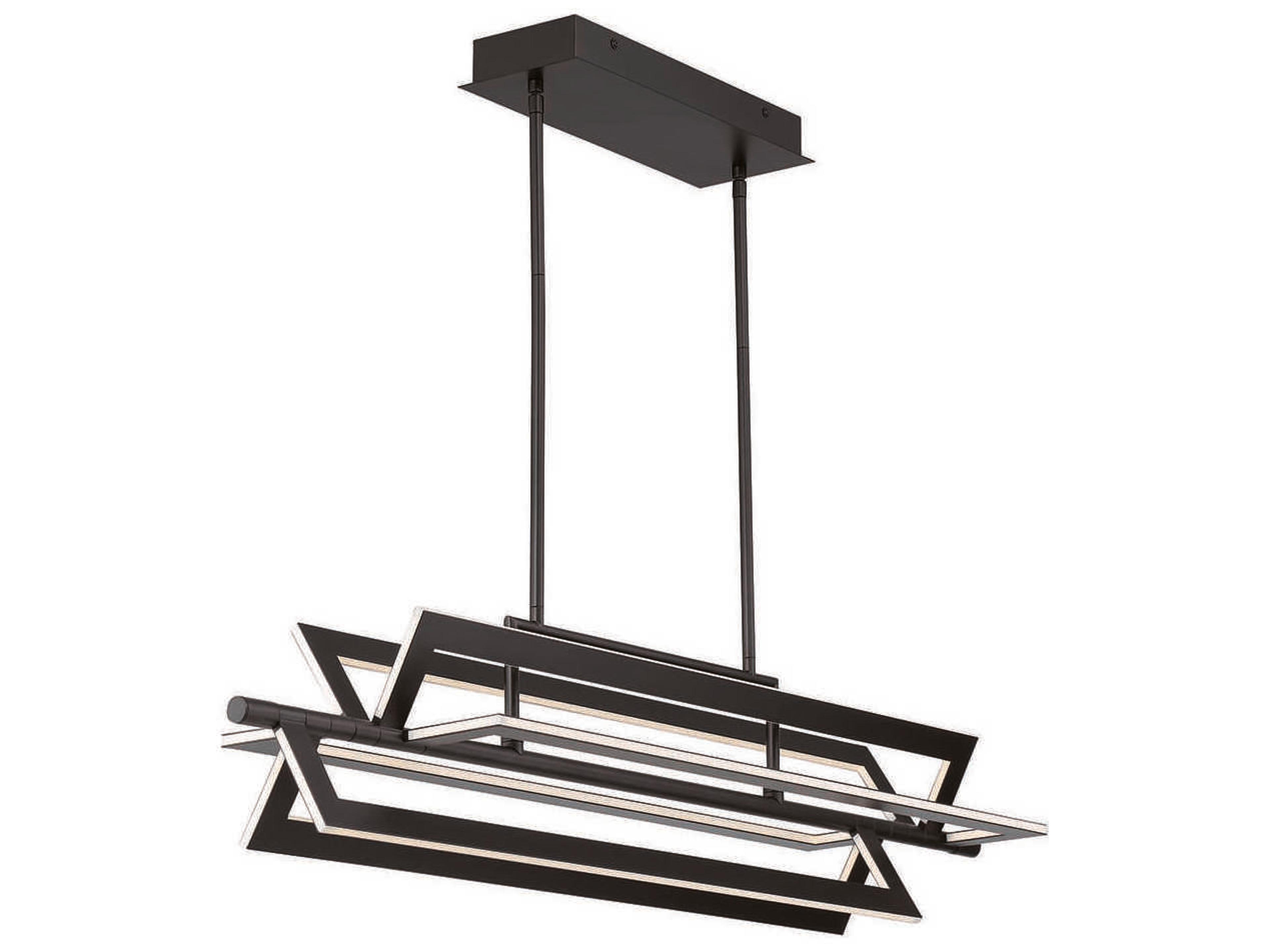 Eurofase Livra 1-Light Black LED Geometric Linear Island Pendant