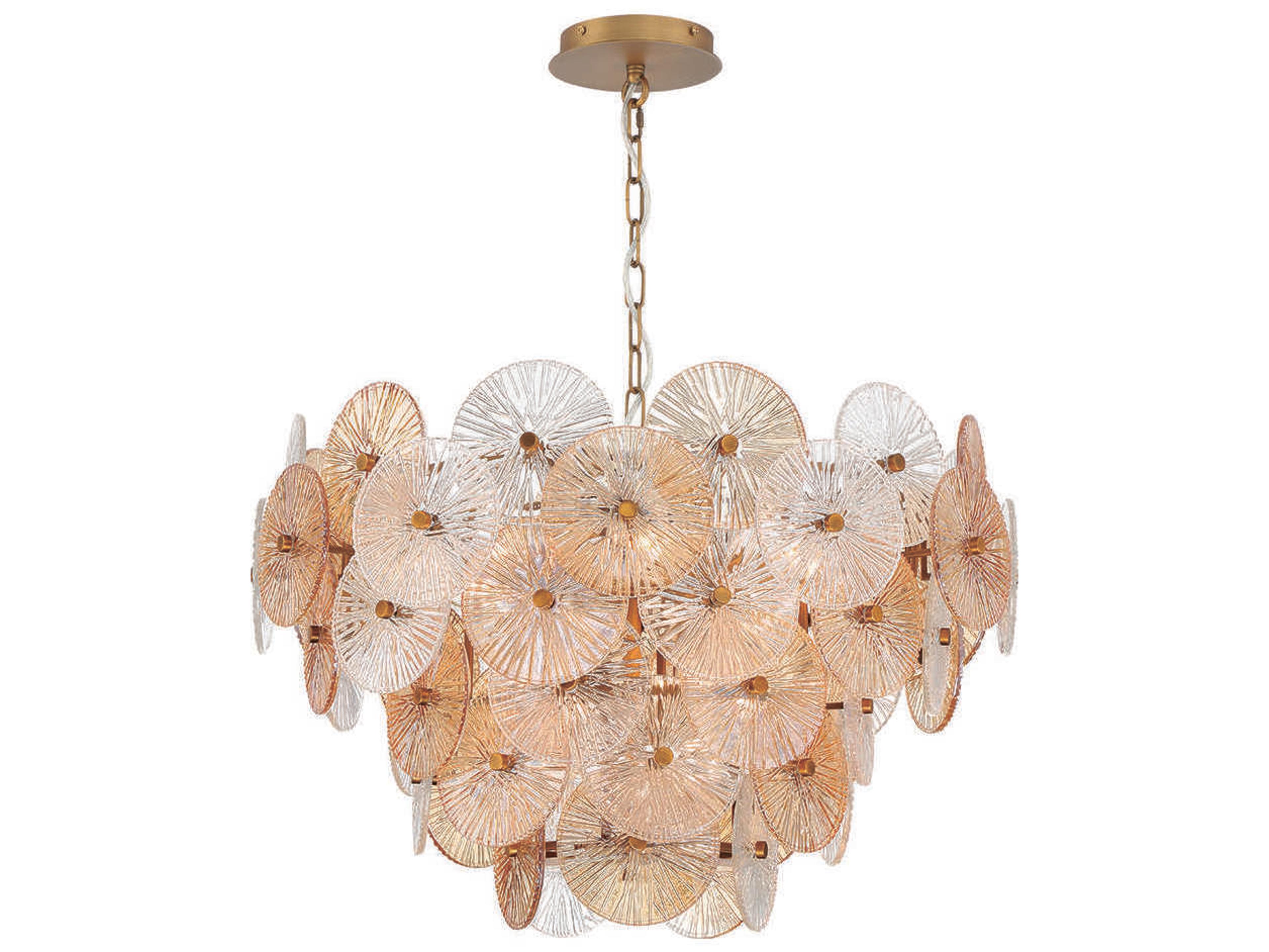 Eurofase Sue-anne 12-Light Plated Brass Glass Geometric Linear Pendant