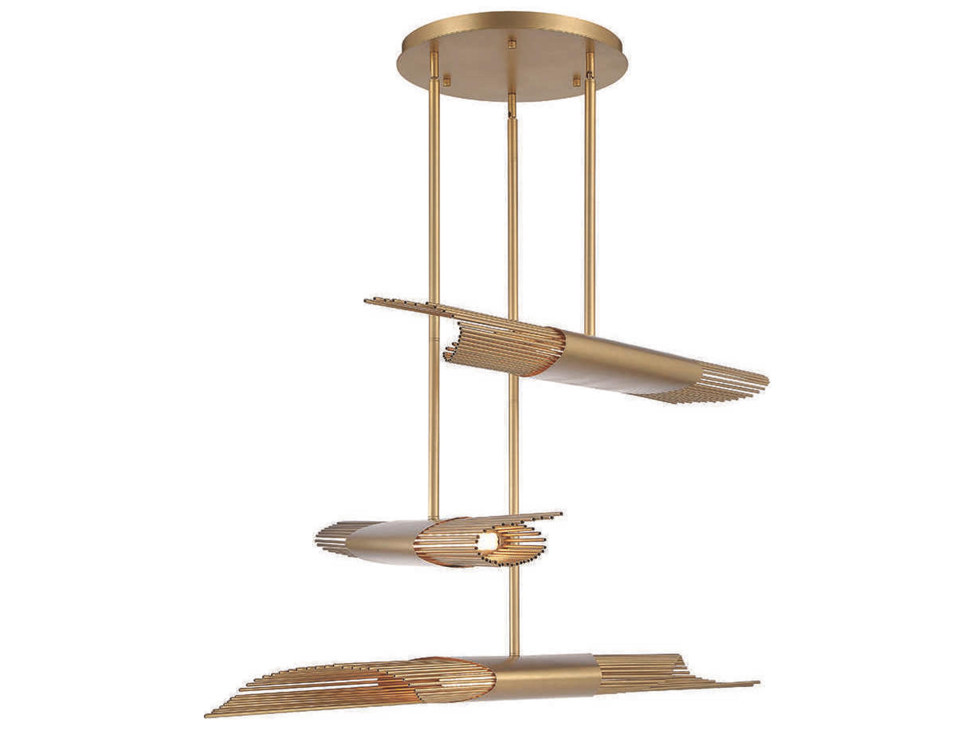 Eurofase Umura 6-Light Gold LED Geometric Linear Island Pendant