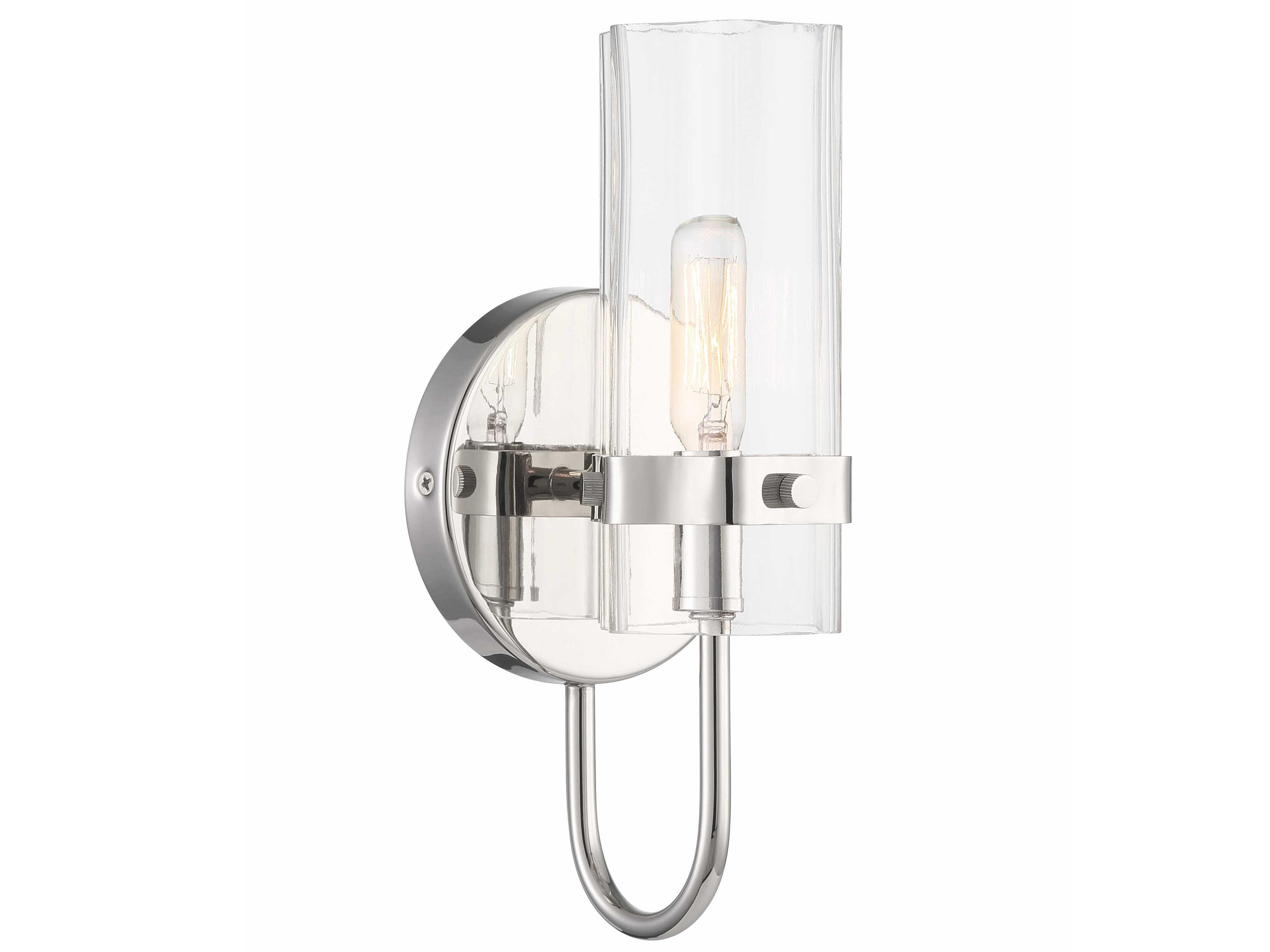 Eurofase Brook 1-Light Polished Nickel Glass Wall Sconce