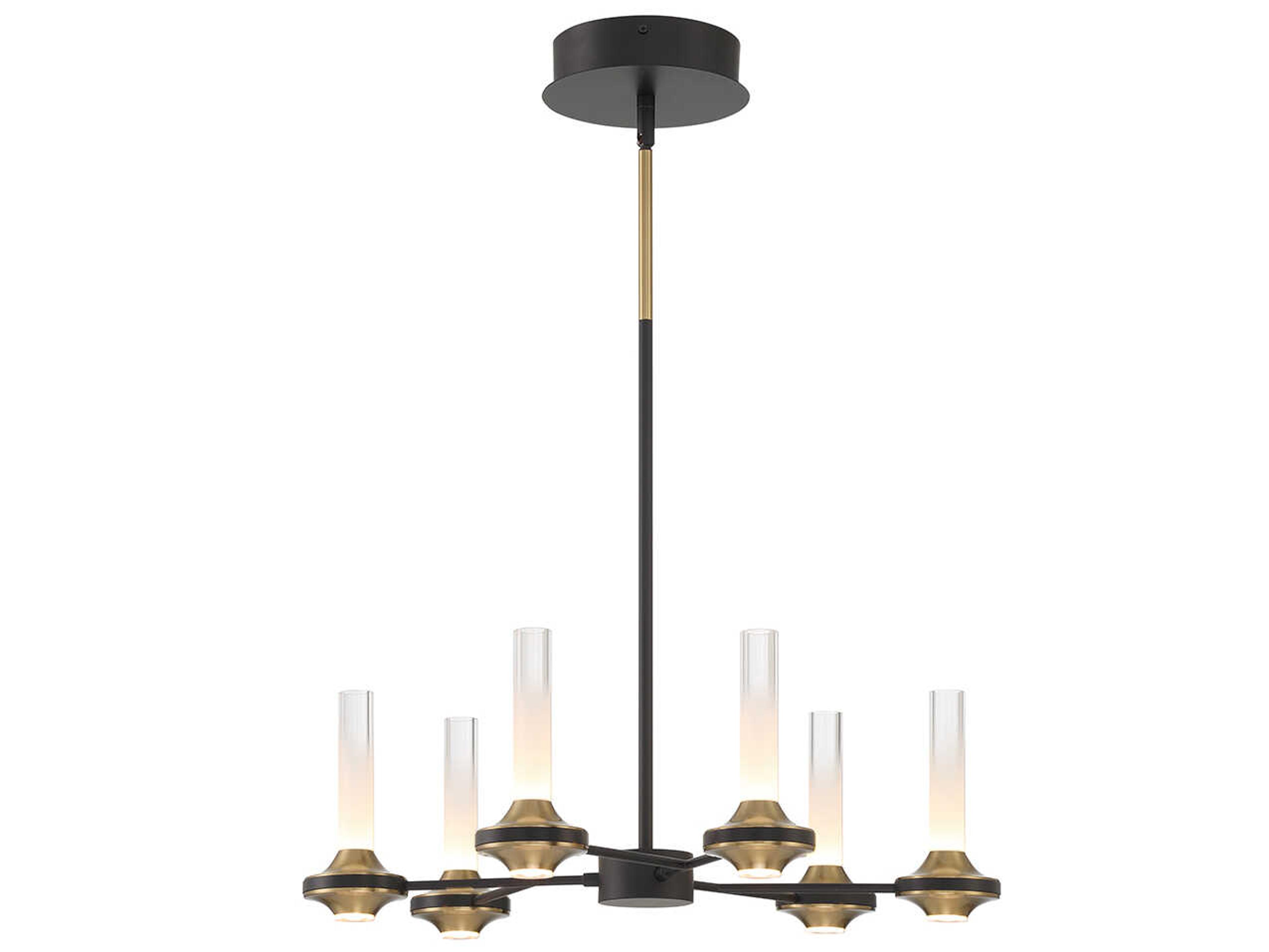 Eurofase Torcia 12-Light Black Brass Glass LED Cylinder Chandelier