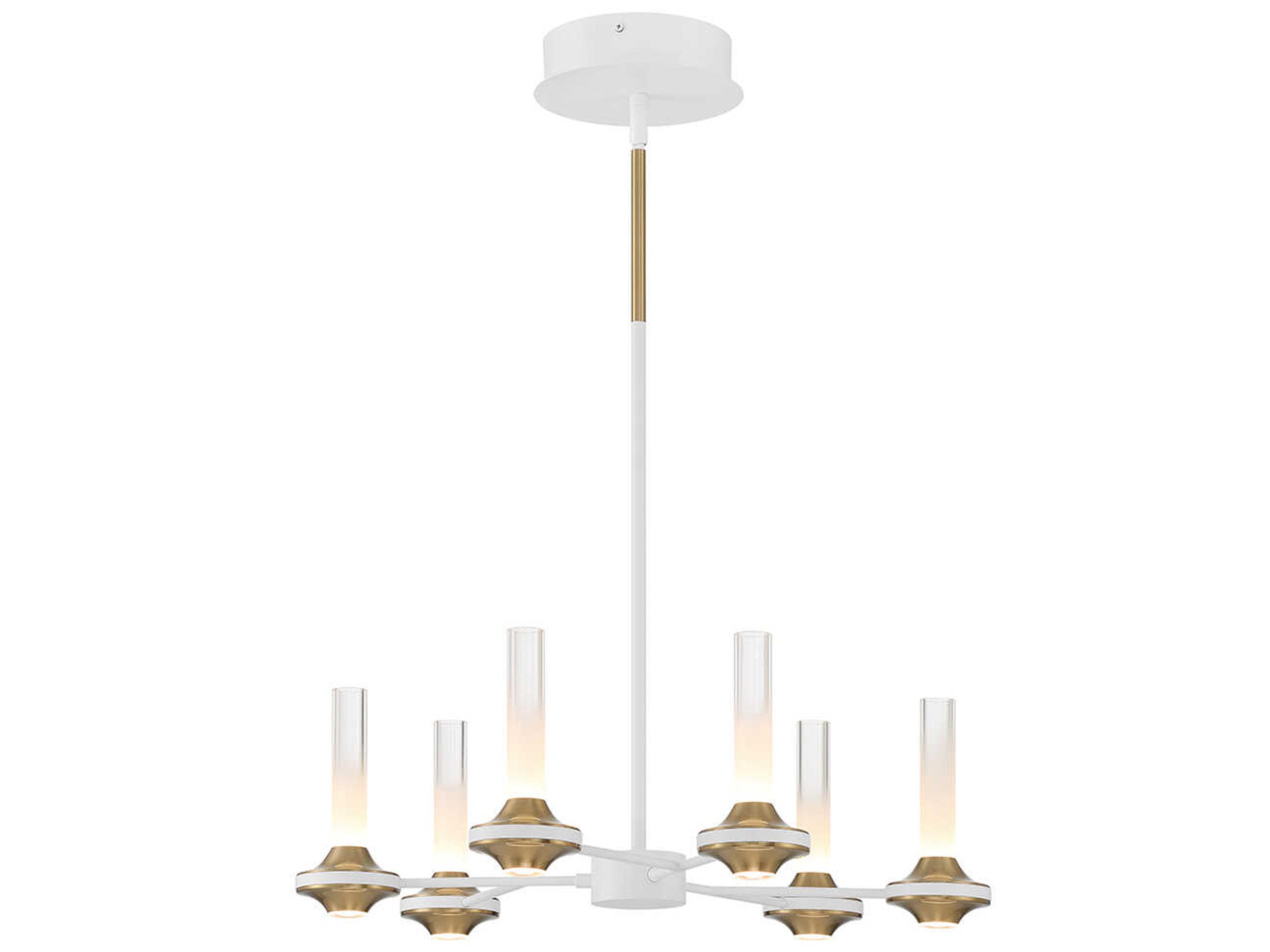 Eurofase Torcia 12-Light White Brass Glass LED Cylinder Chandelier