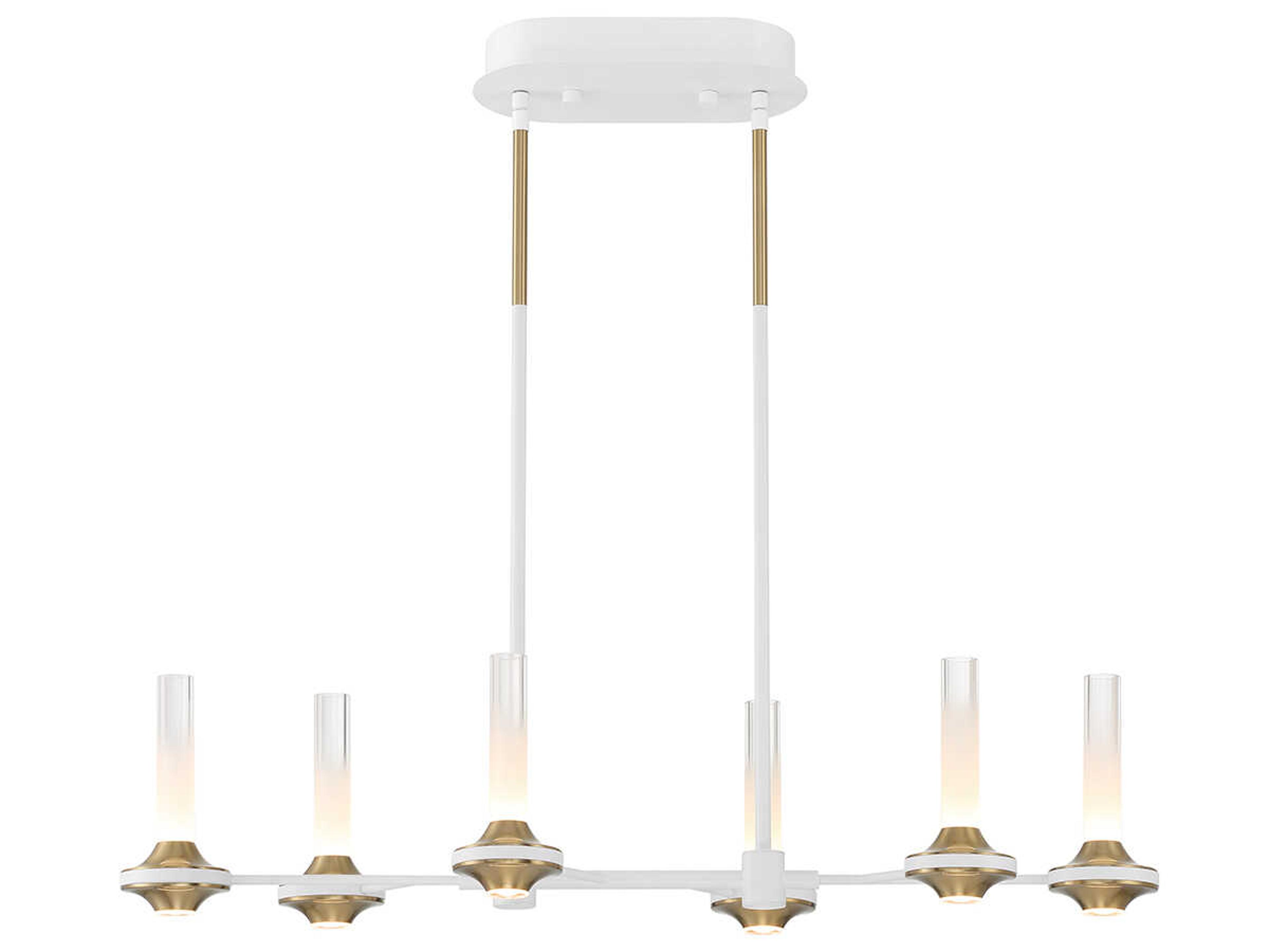 Eurofase Torcia 12-Light White Brass Glass LED Cylinder Linear Island Pendant