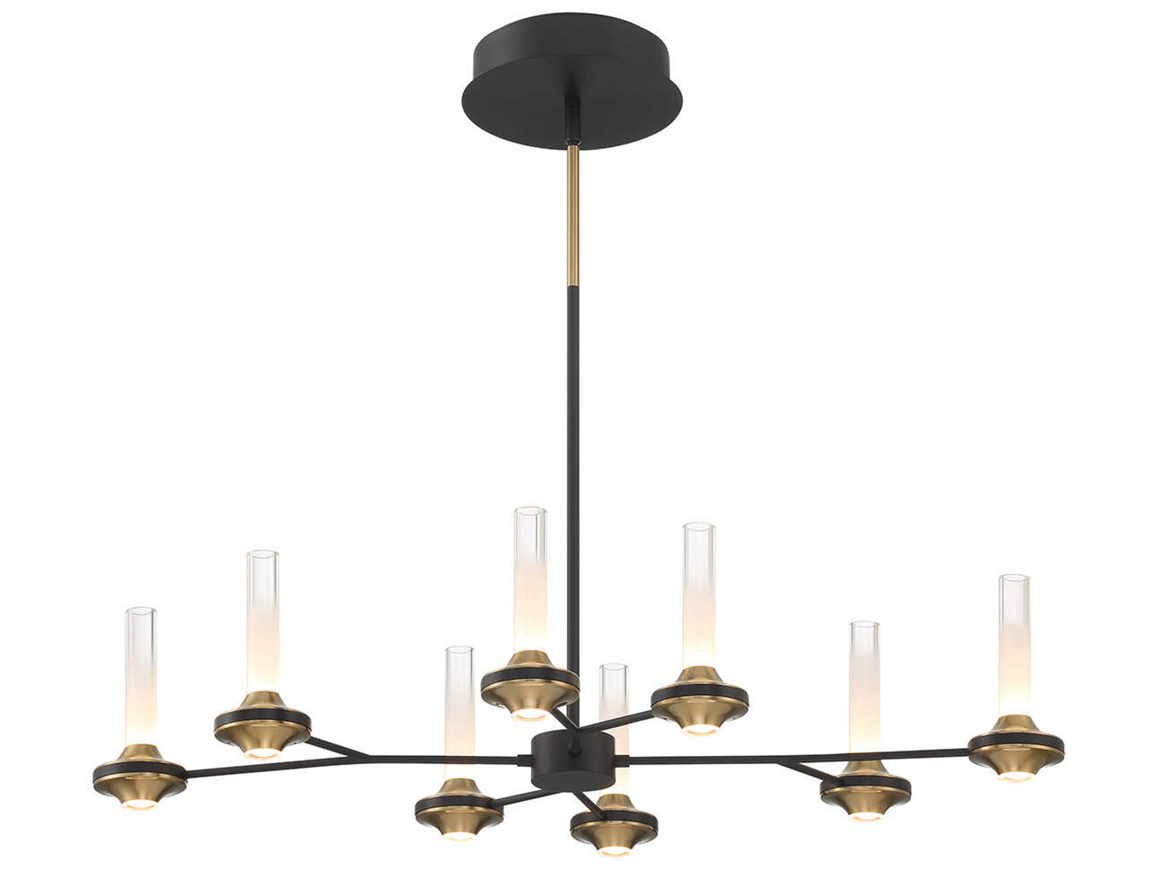Eurofase Torcia 16-Light6-Light Black Brass Glass LED Cylinder Chandelier