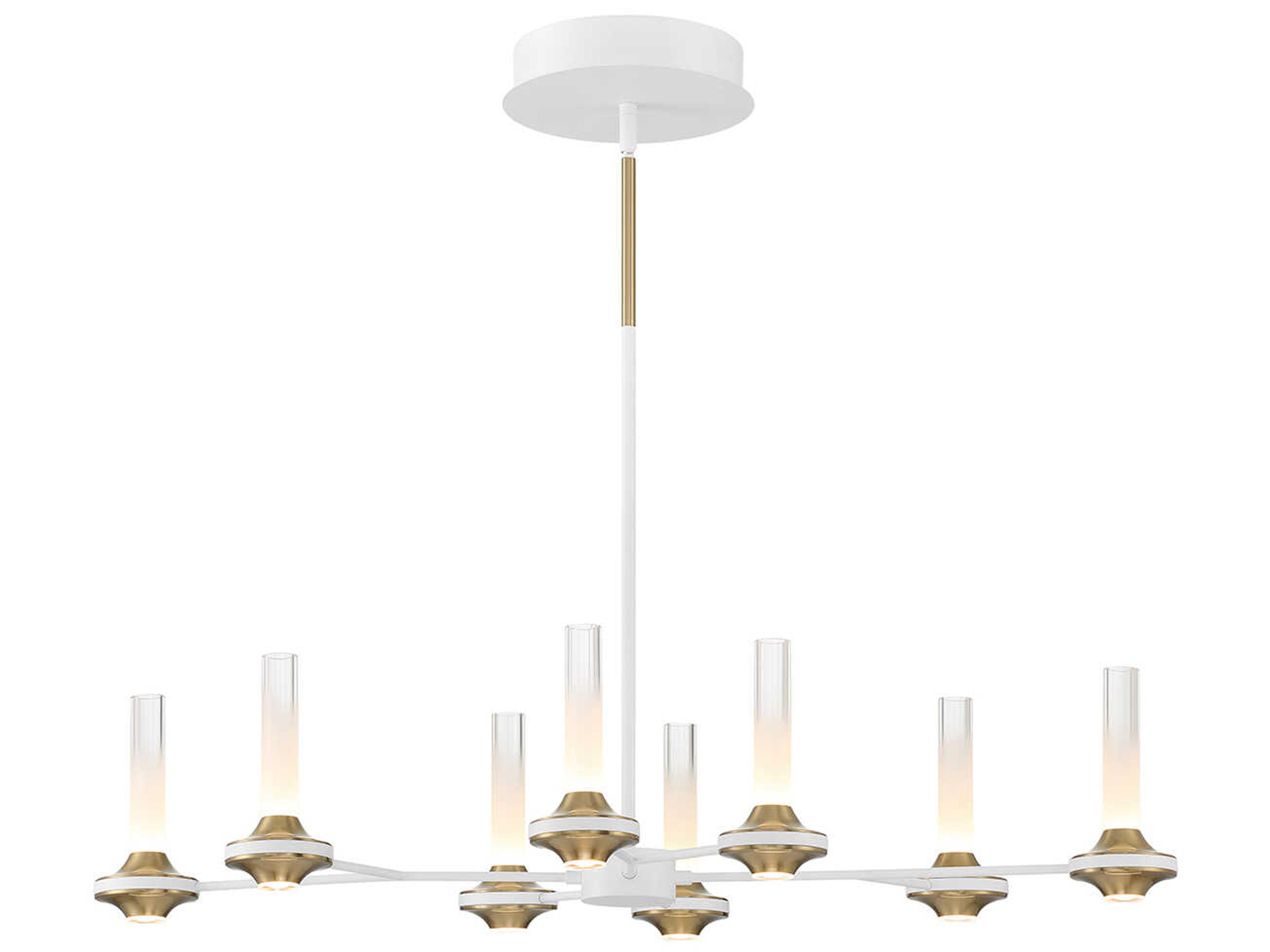 Eurofase Torcia 16-Light6-Light White Brass Glass LED Cylinder Chandelier
