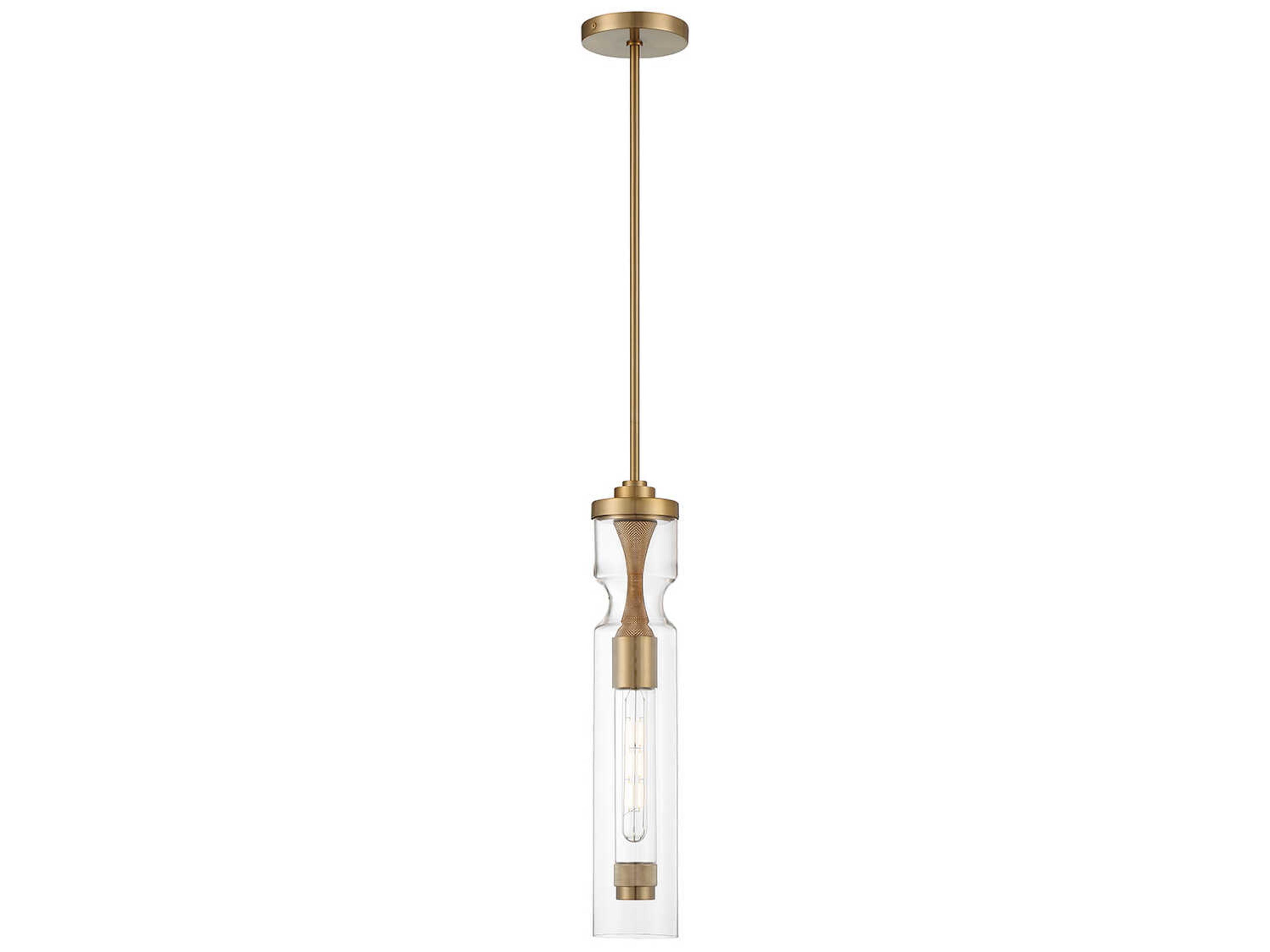 Eurofase Mistero 1-Light Brushed Gold Glass LED Cylinder Mini Pendant