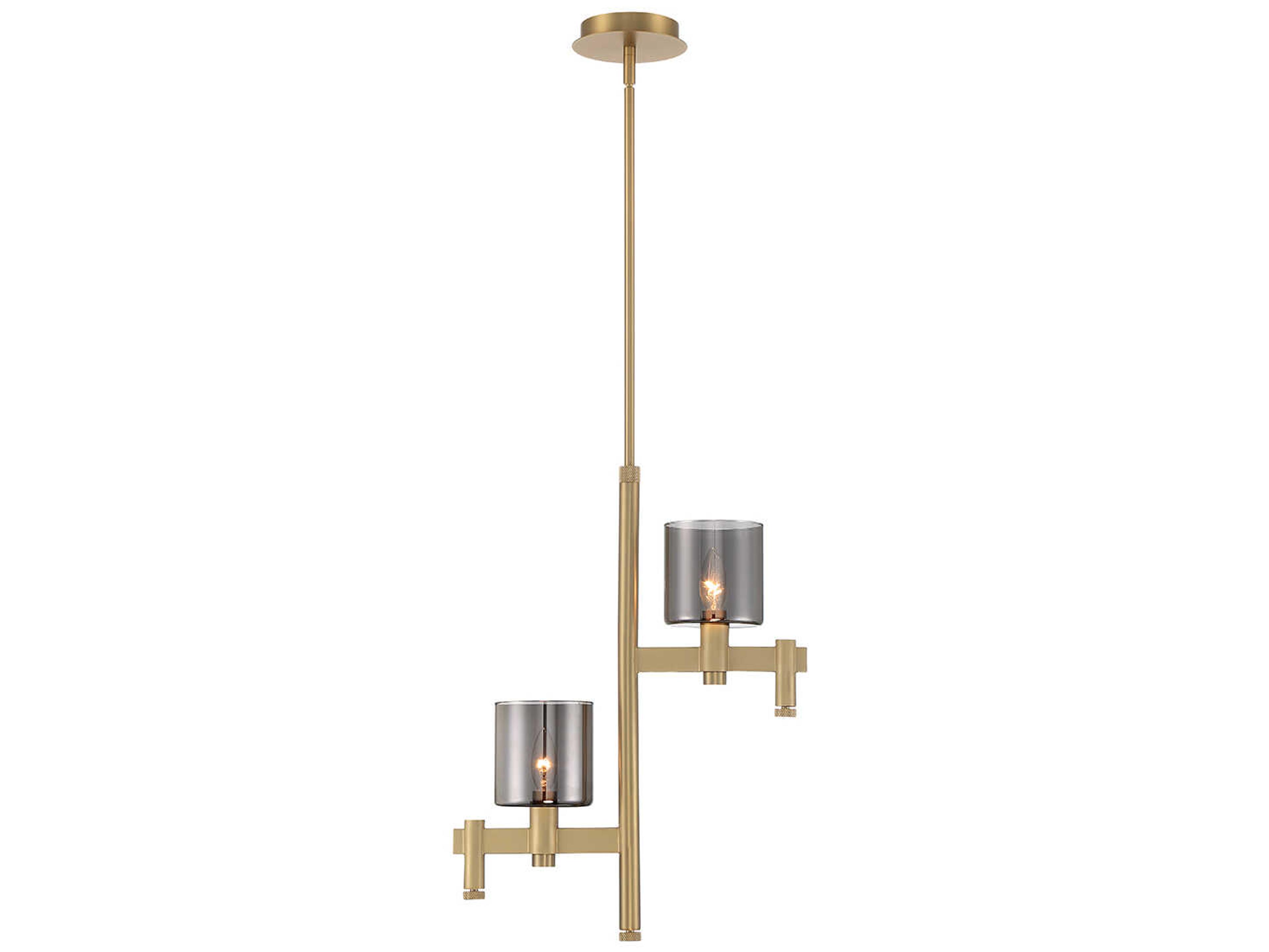 Eurofase Decato 2-Light Brushed Gold Glass Cylinder Pendant