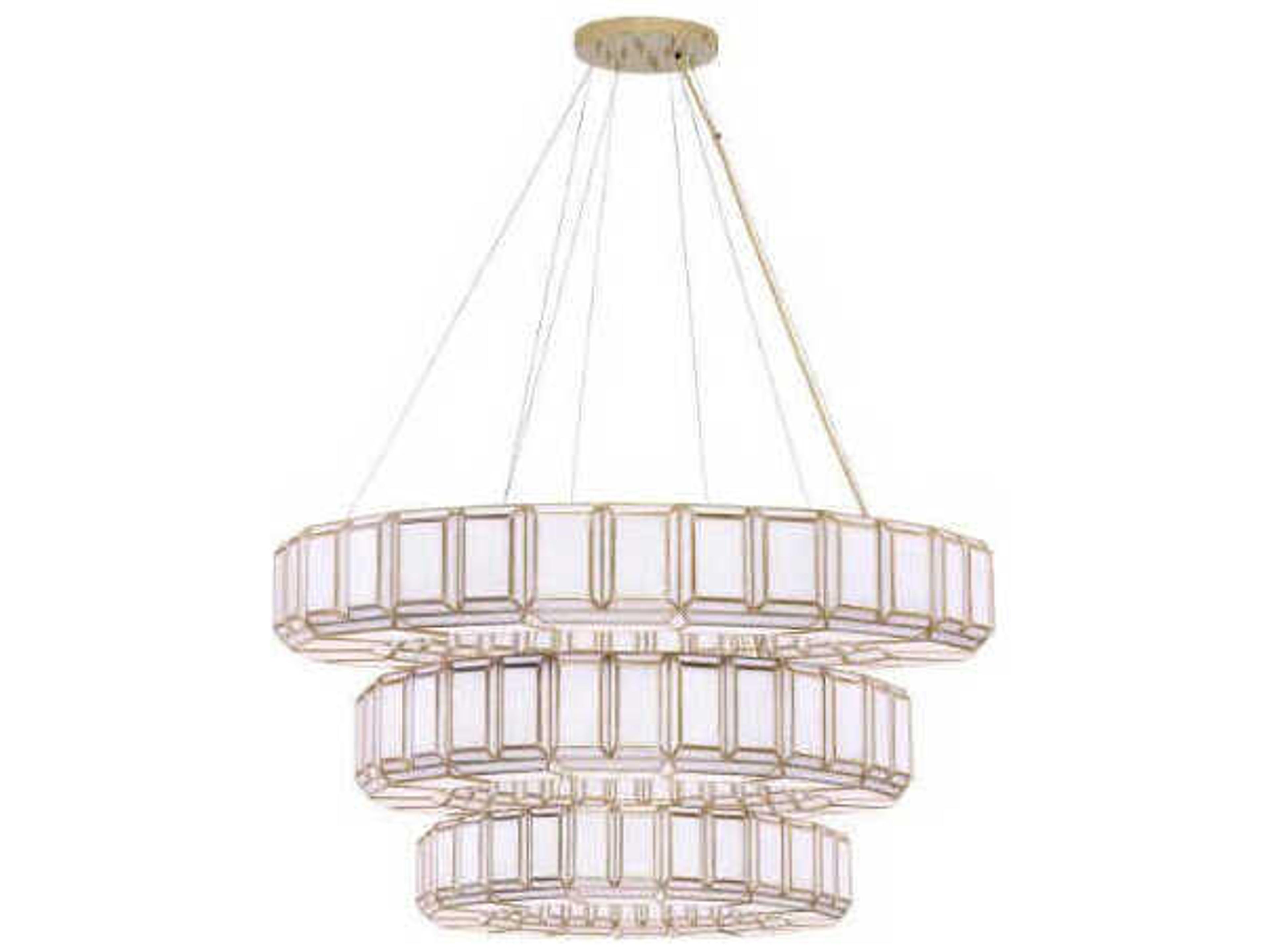 Eurofase Belmont 36-Light Brass Geometric Tiered Chandelier