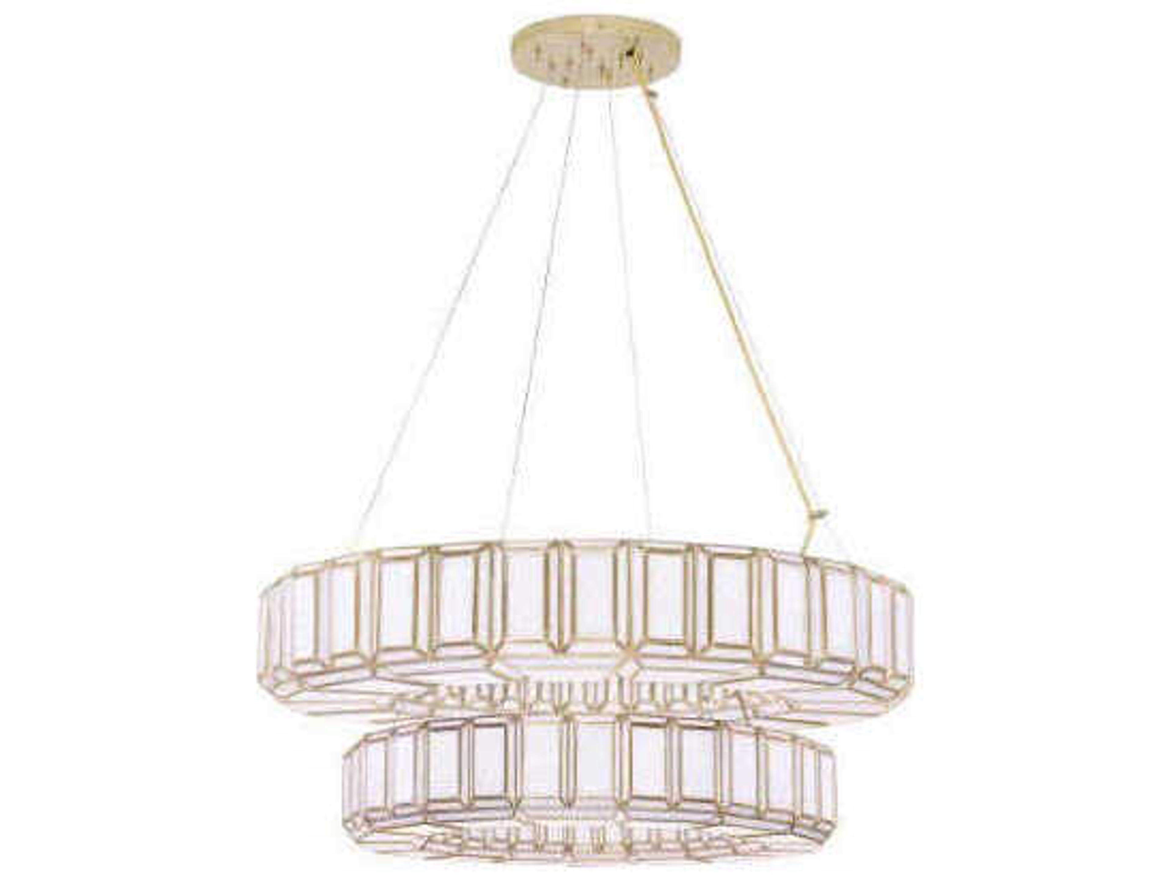 Eurofase Belmont 20-Light Brass Geometric Tiered Chandelier