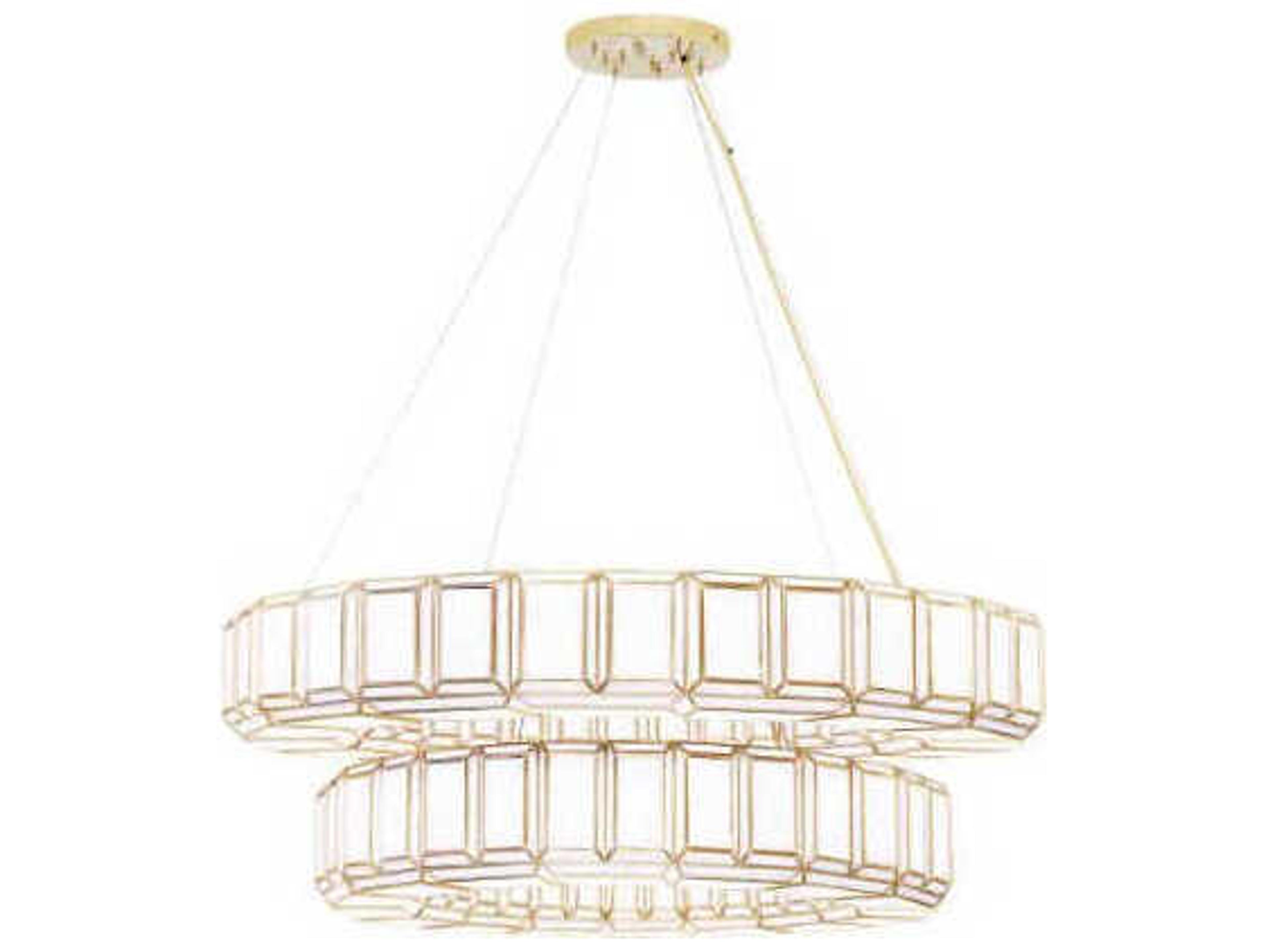 Eurofase Belmont 28-Light Brass Geometric Tiered Chandelier
