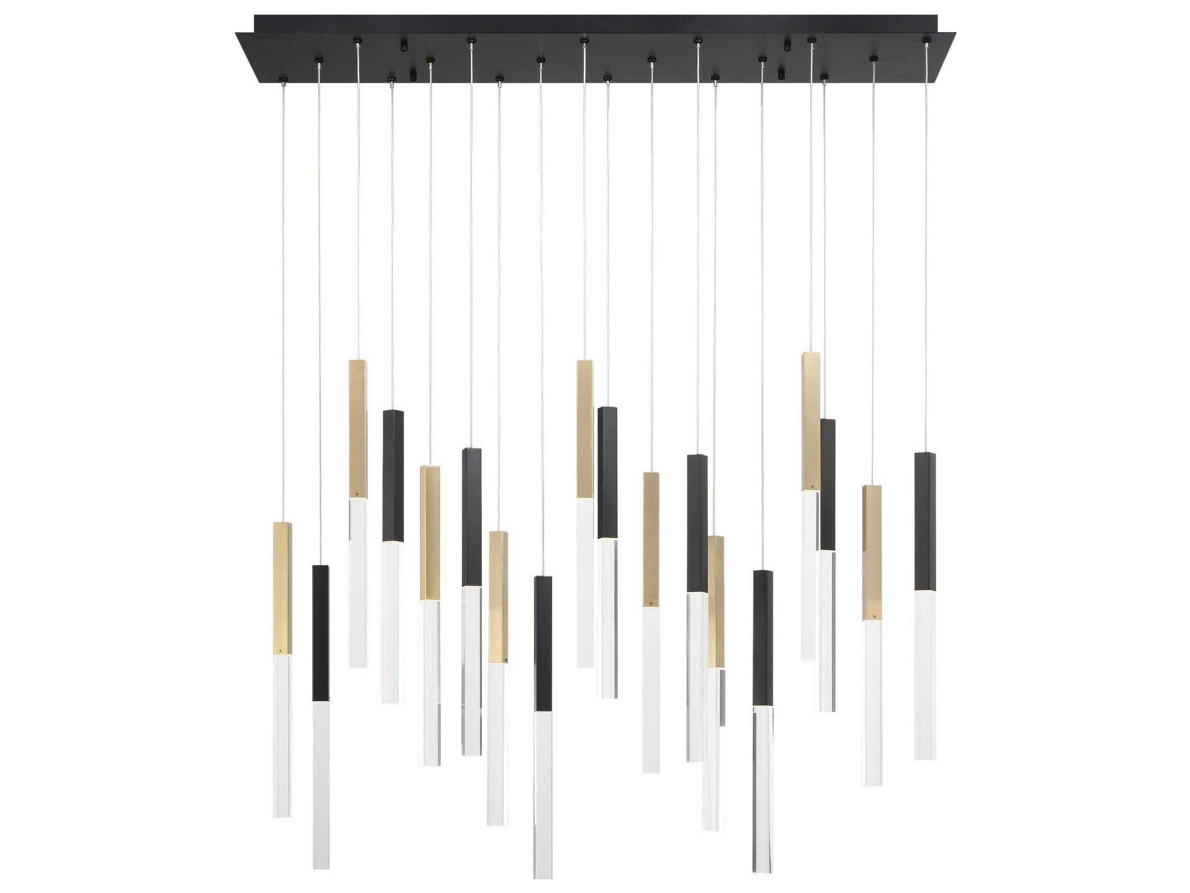 Eurofase Benicio 18-Light Gold Black Geometric Linear Island Pendant