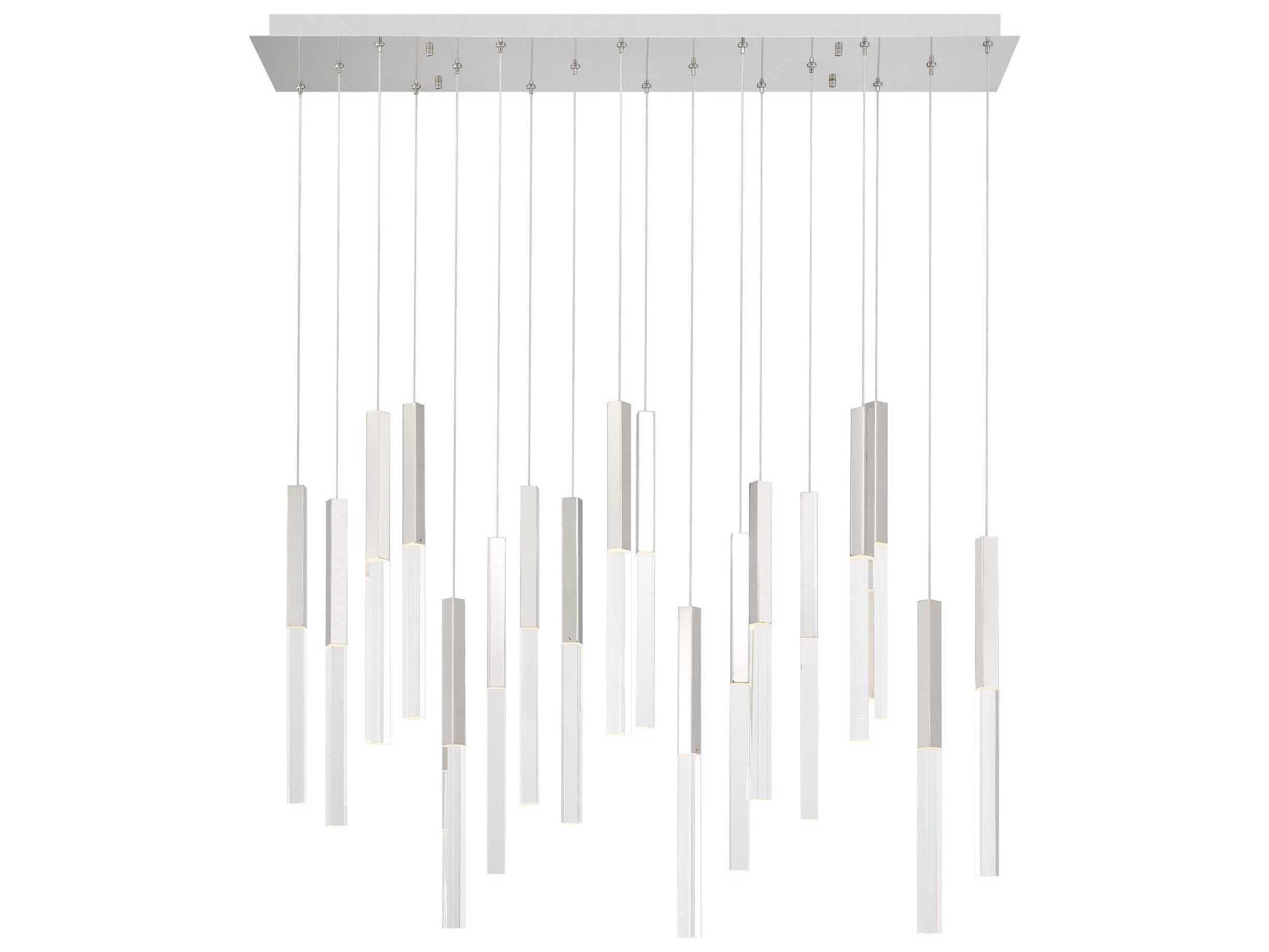 Eurofase Benicio 18-Light Nickel Geometric Linear Island Pendant