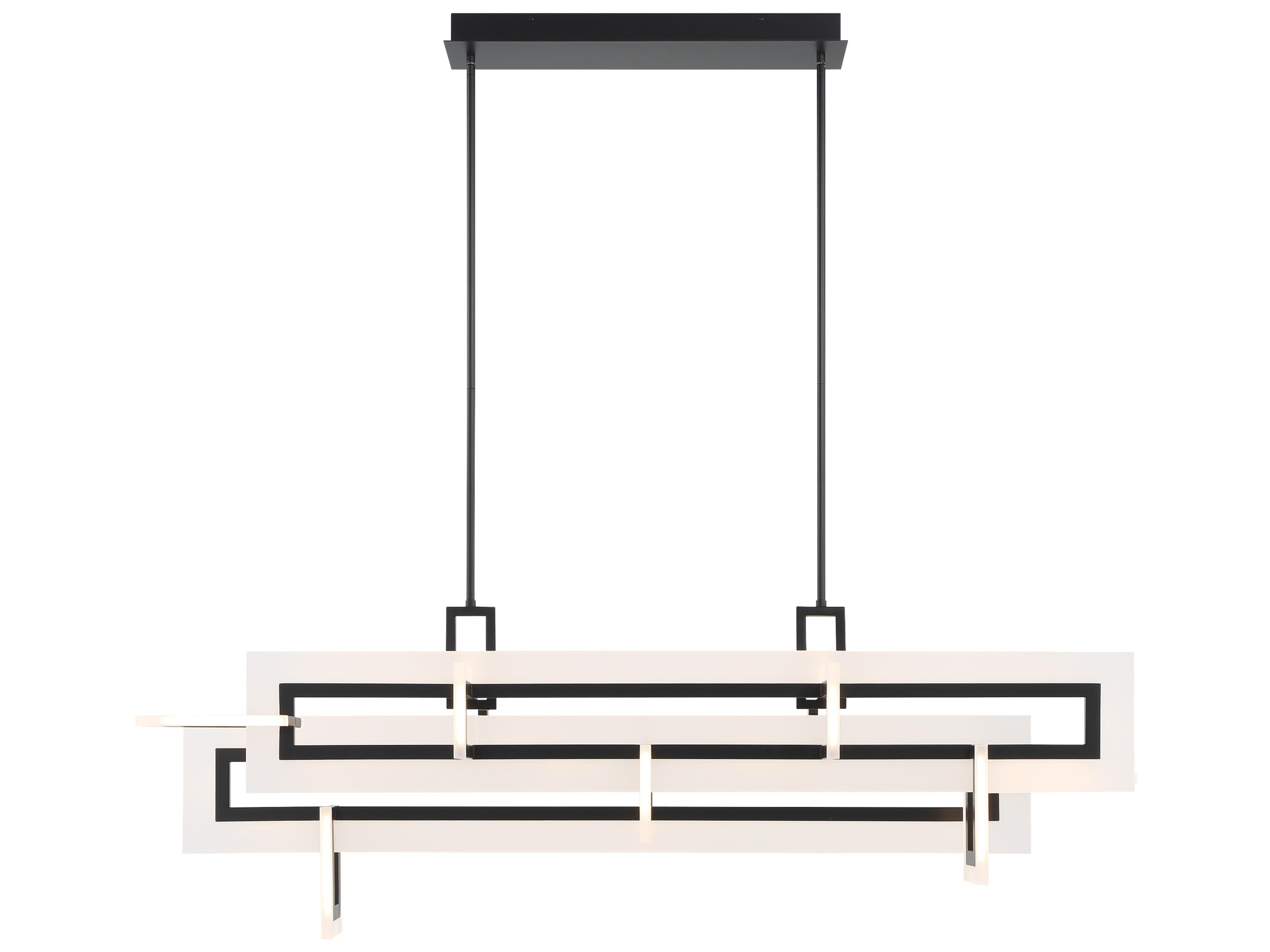 Eurofase Inizio 1-Light Black Geometric Linear Island Pendant