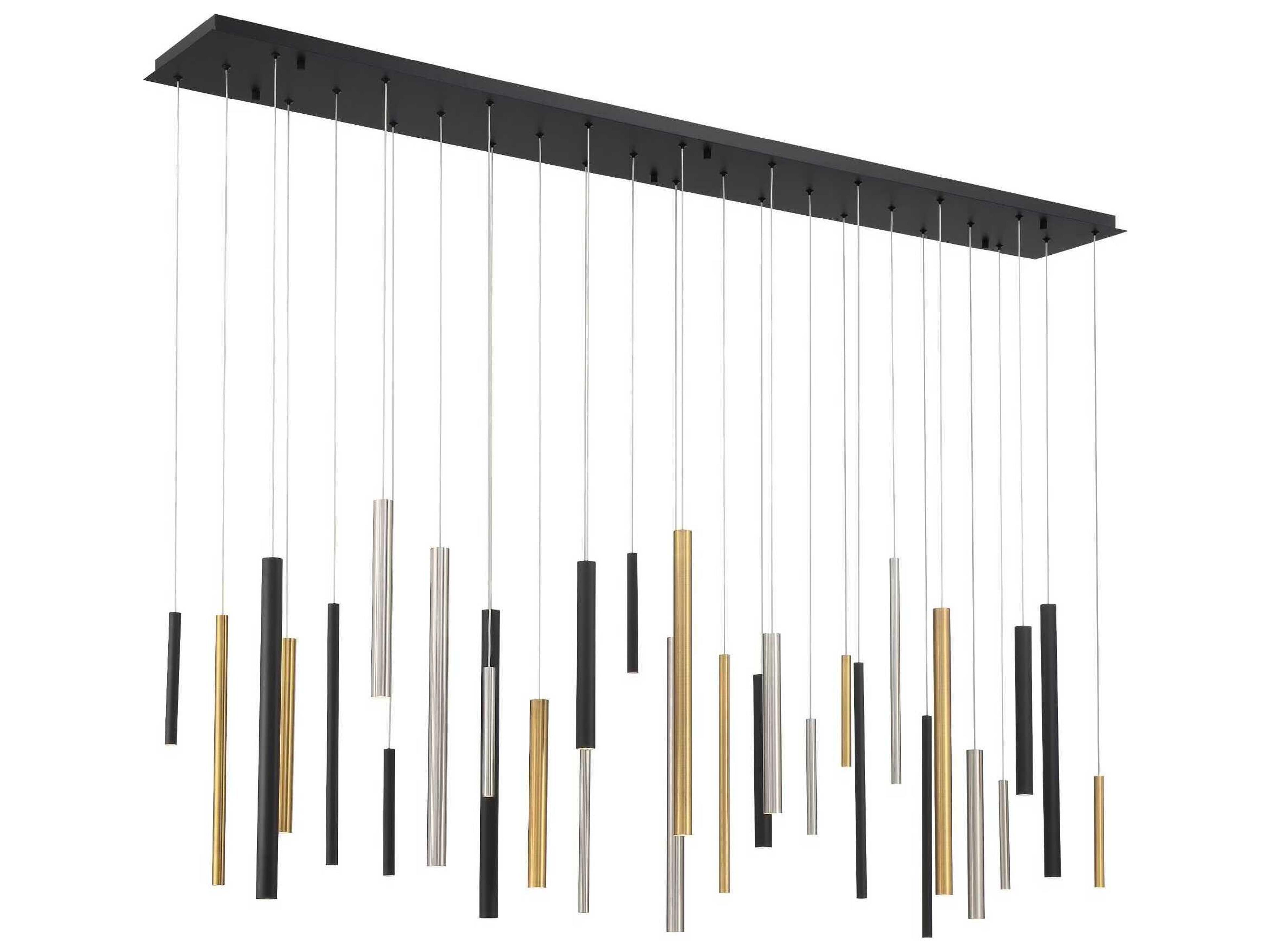 Eurofase Santana 30-Light Black Nickel Gold Geometric Linear Island Pendant