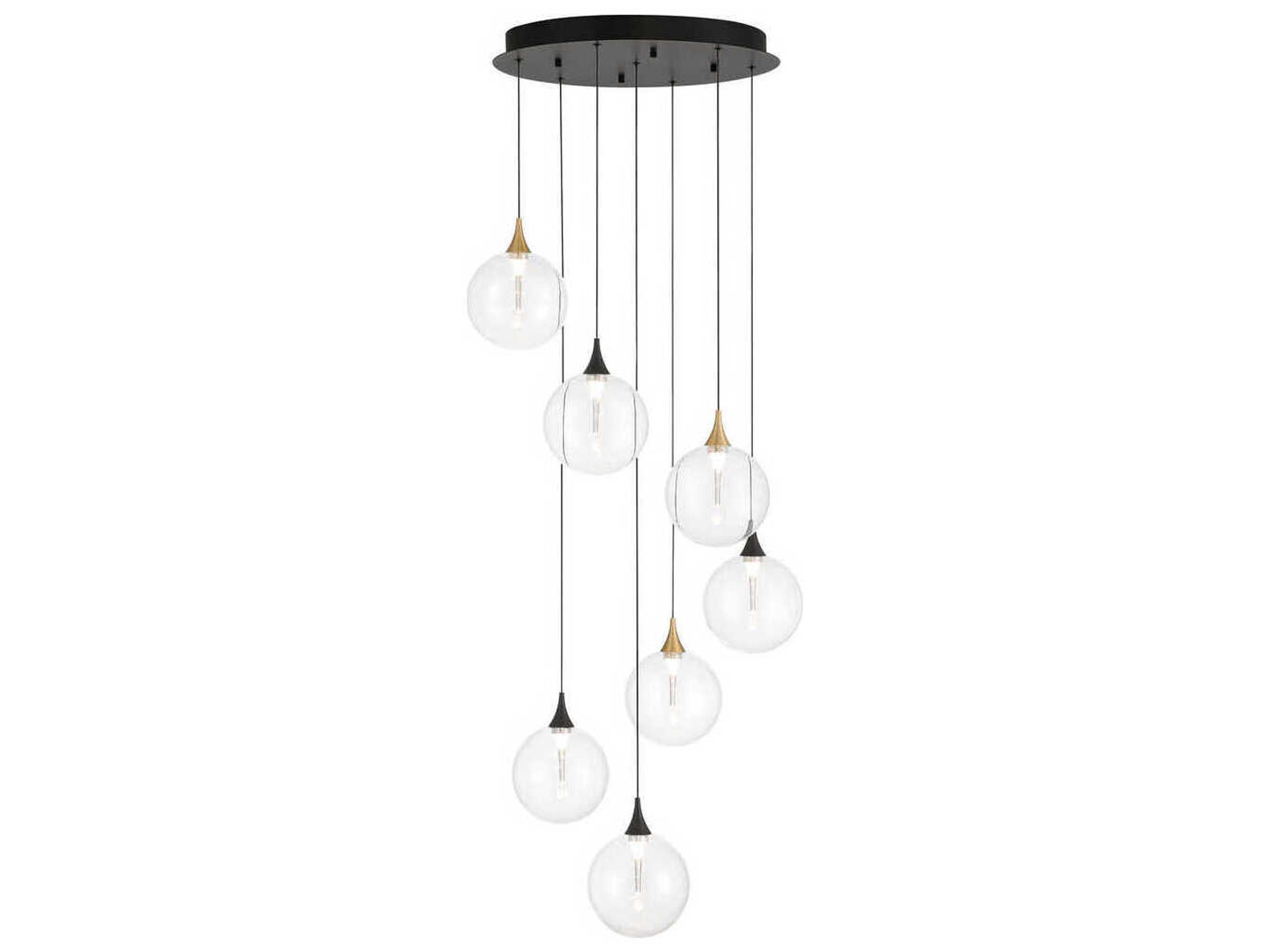 Eurofase Iissa 7-Light Gold Black Globe Pendant