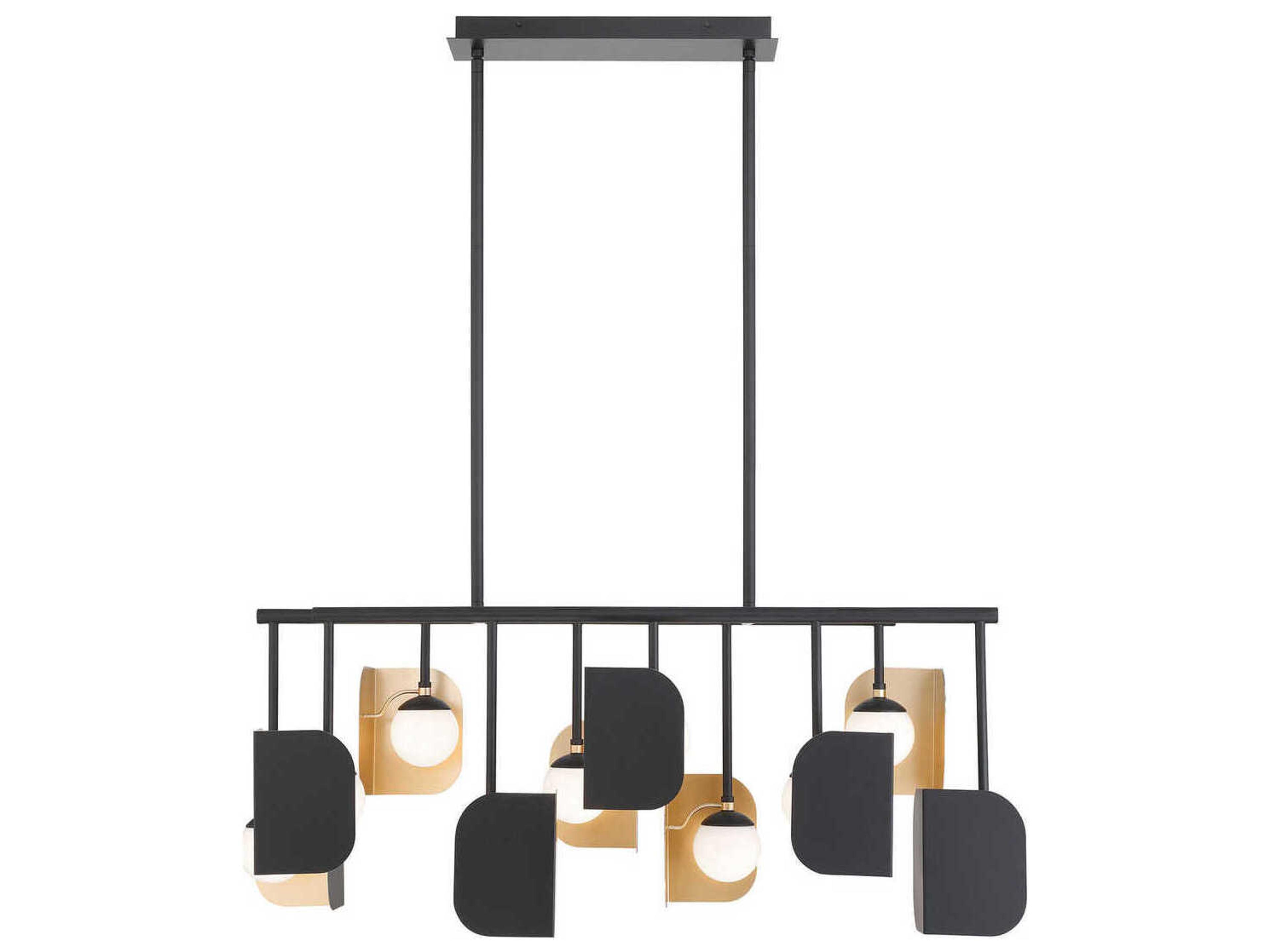 Eurofase Cornice 10-Light Gold Black Geometric Island Pendant