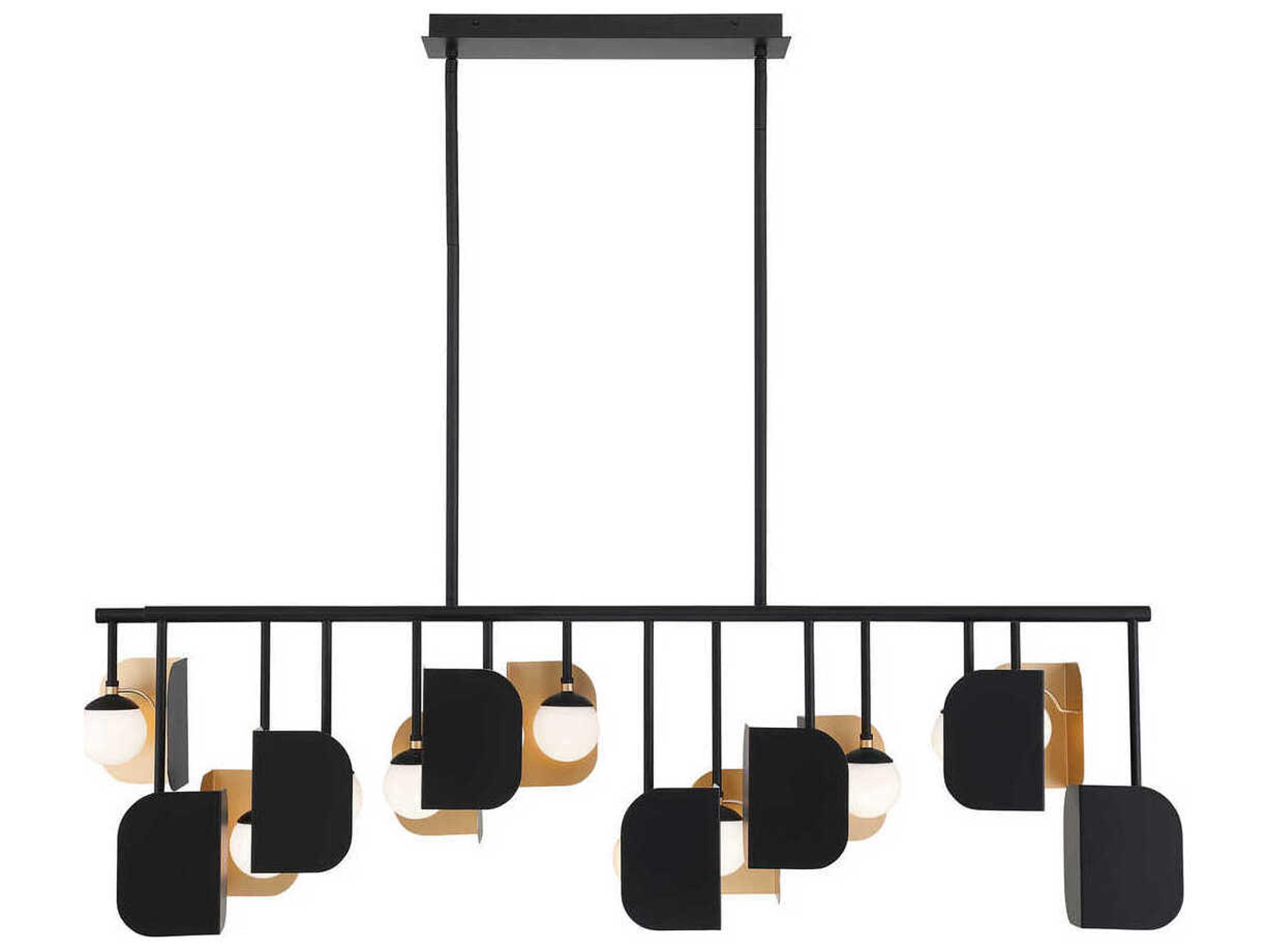 Eurofase Cornice 14-Light Gold Black Geometric Island Pendant
