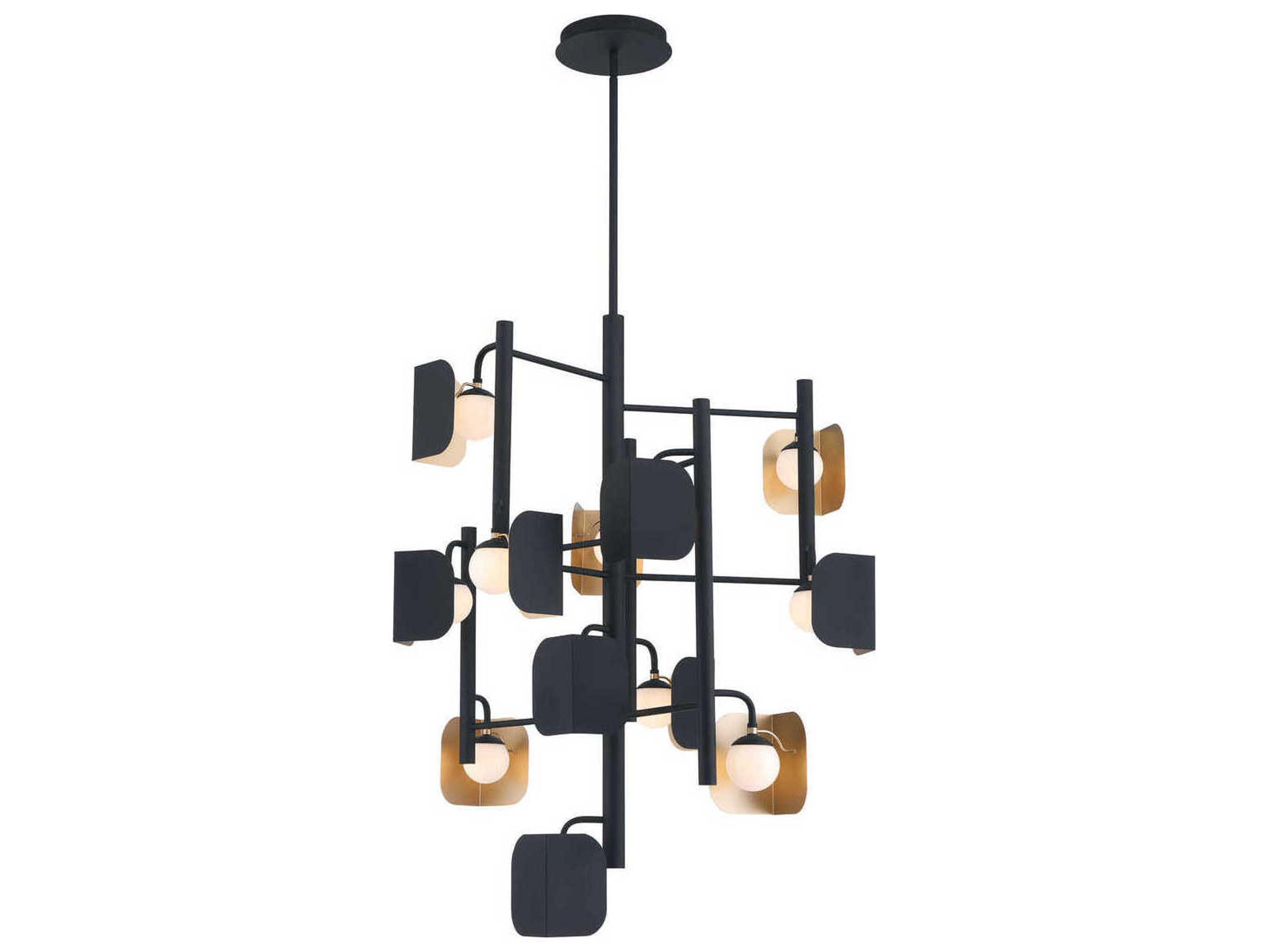 Eurofase Cornice 12-Light Gold Black Geometric Chandelier