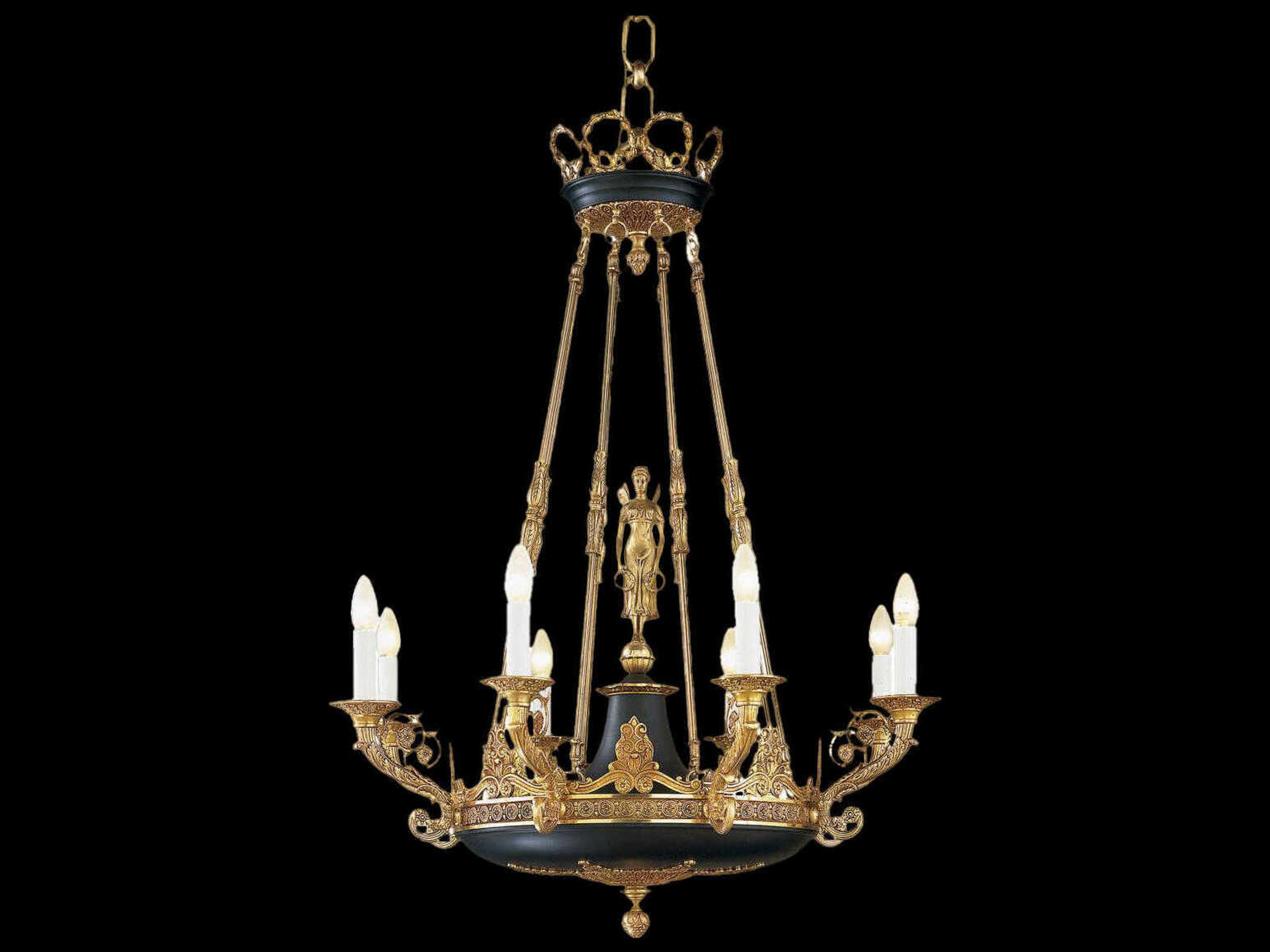 Fine Art Handcrafted Lighting Mariner Luxury 8-Light French Gold Traditional Candelabra Chandelier