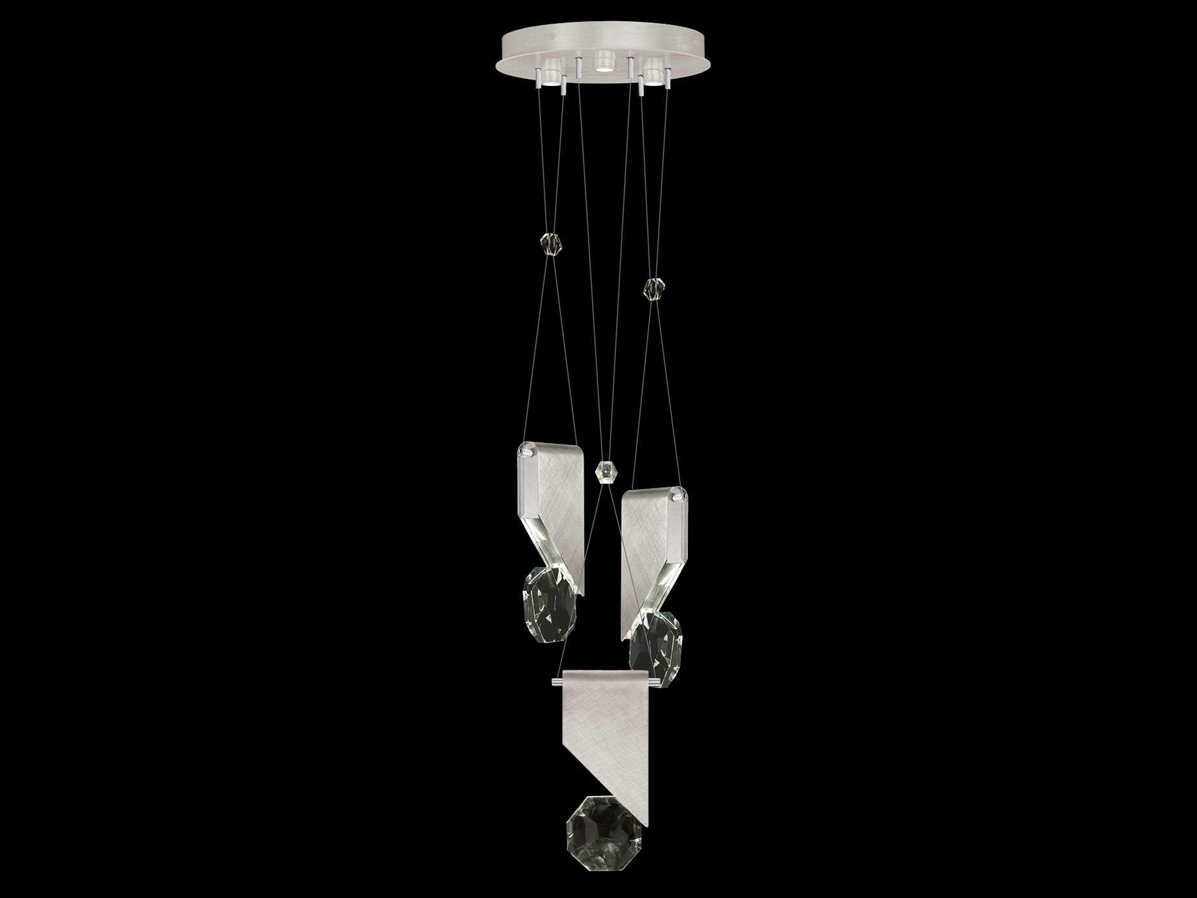 Fine Art Handcrafted Lighting Aria 3-Light Silver Geometric Pendant