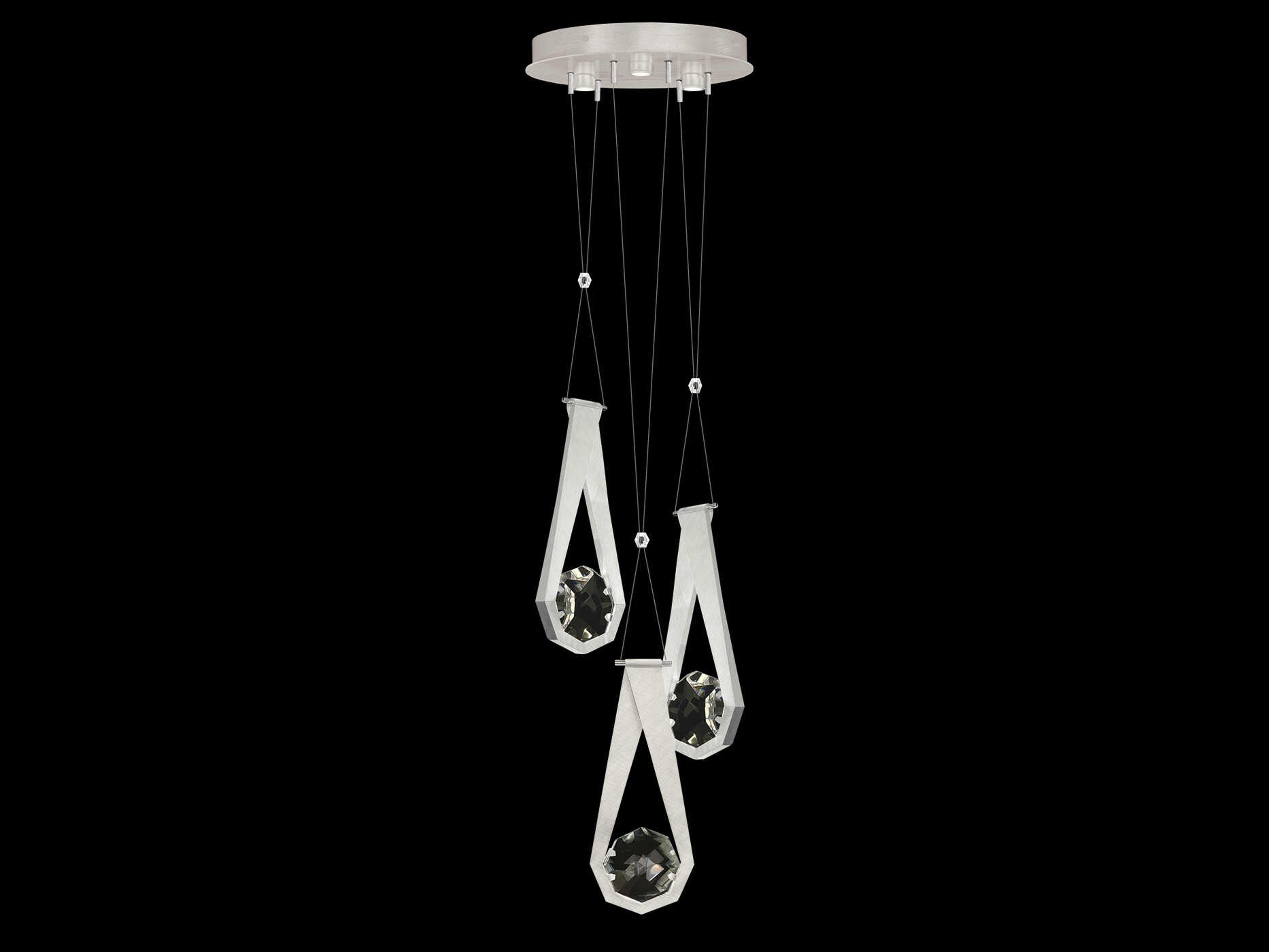 Fine Art Handcrafted Lighting Aria 3-Light Silver Geometric Pendant