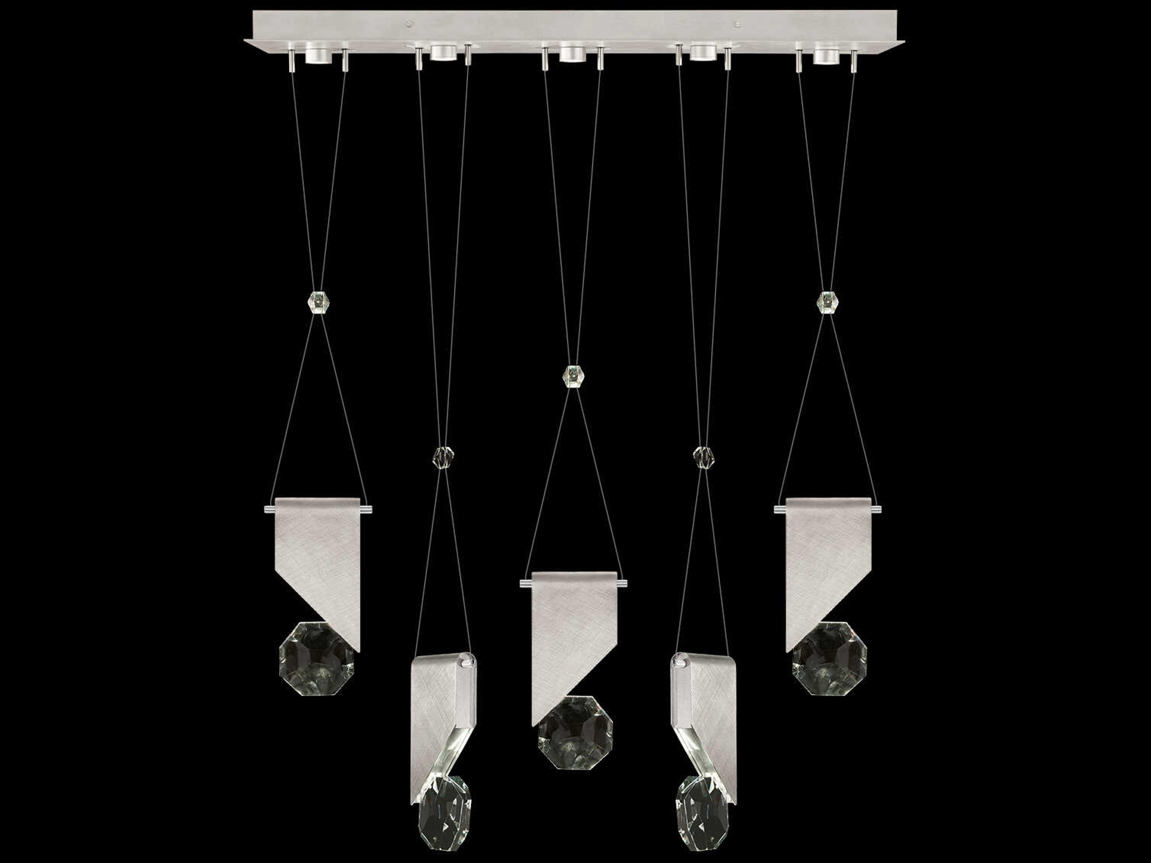 Fine Art Handcrafted Lighting Aria 5-Light Silver Geometric Island Pendant