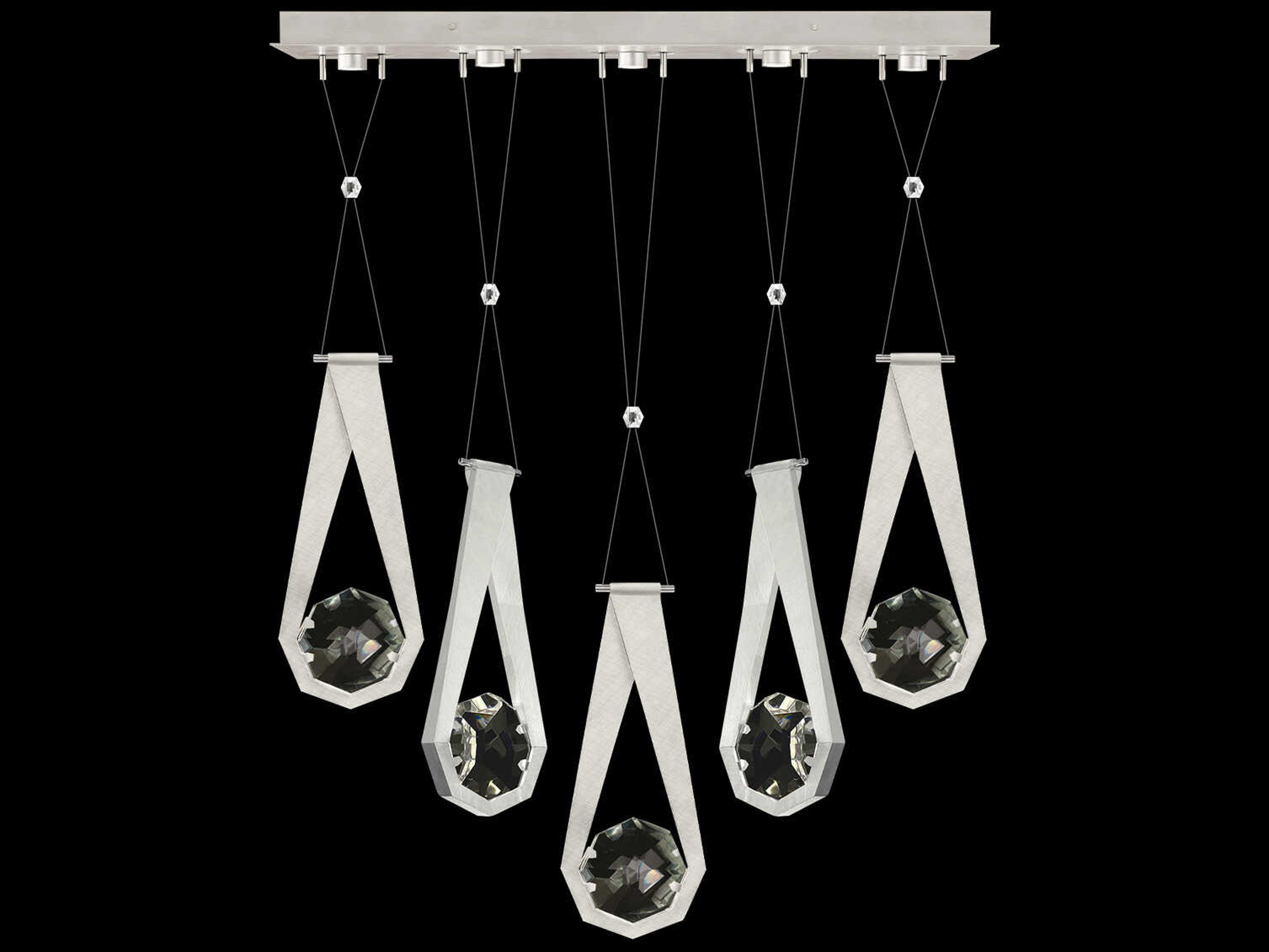 Fine Art Handcrafted Lighting Aria 5-Light Silver Geometric Island Pendant