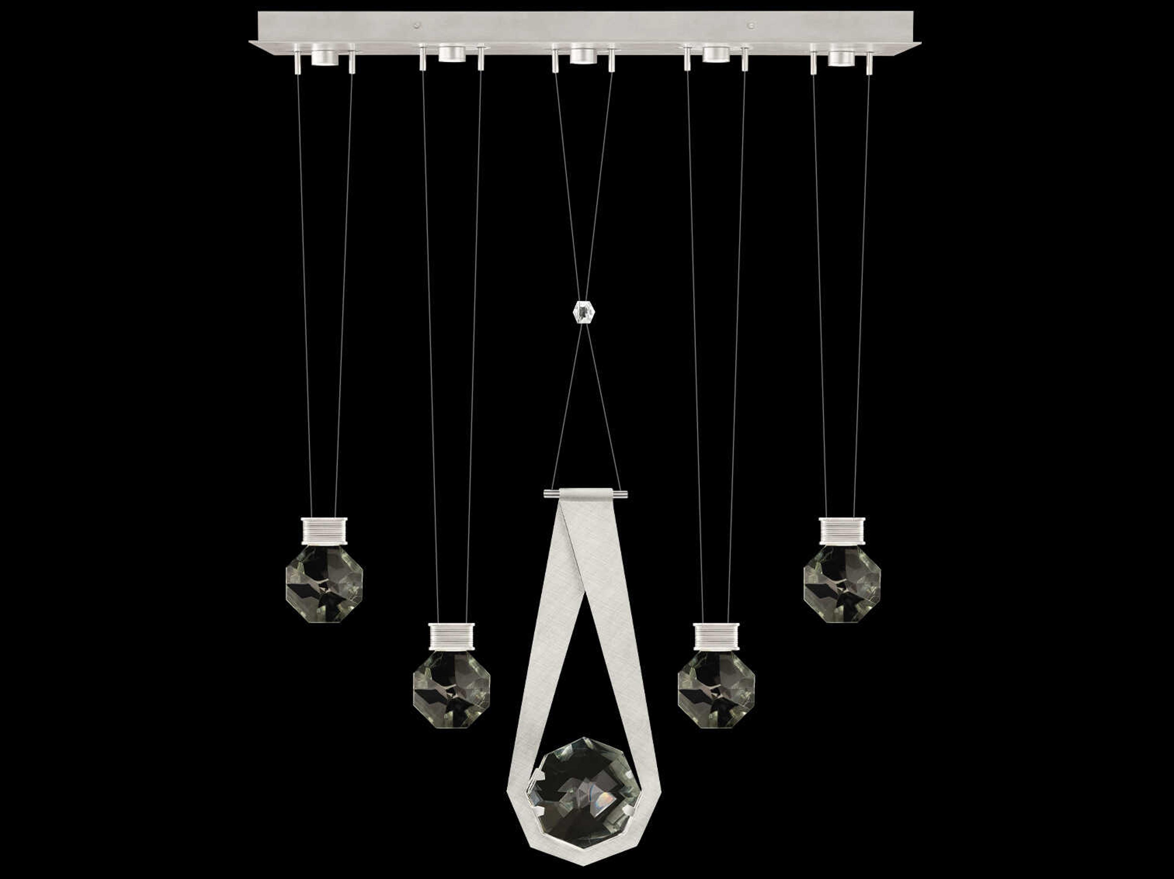 Fine Art Handcrafted Lighting Aria 5-Light Silver Geometric Island Pendant