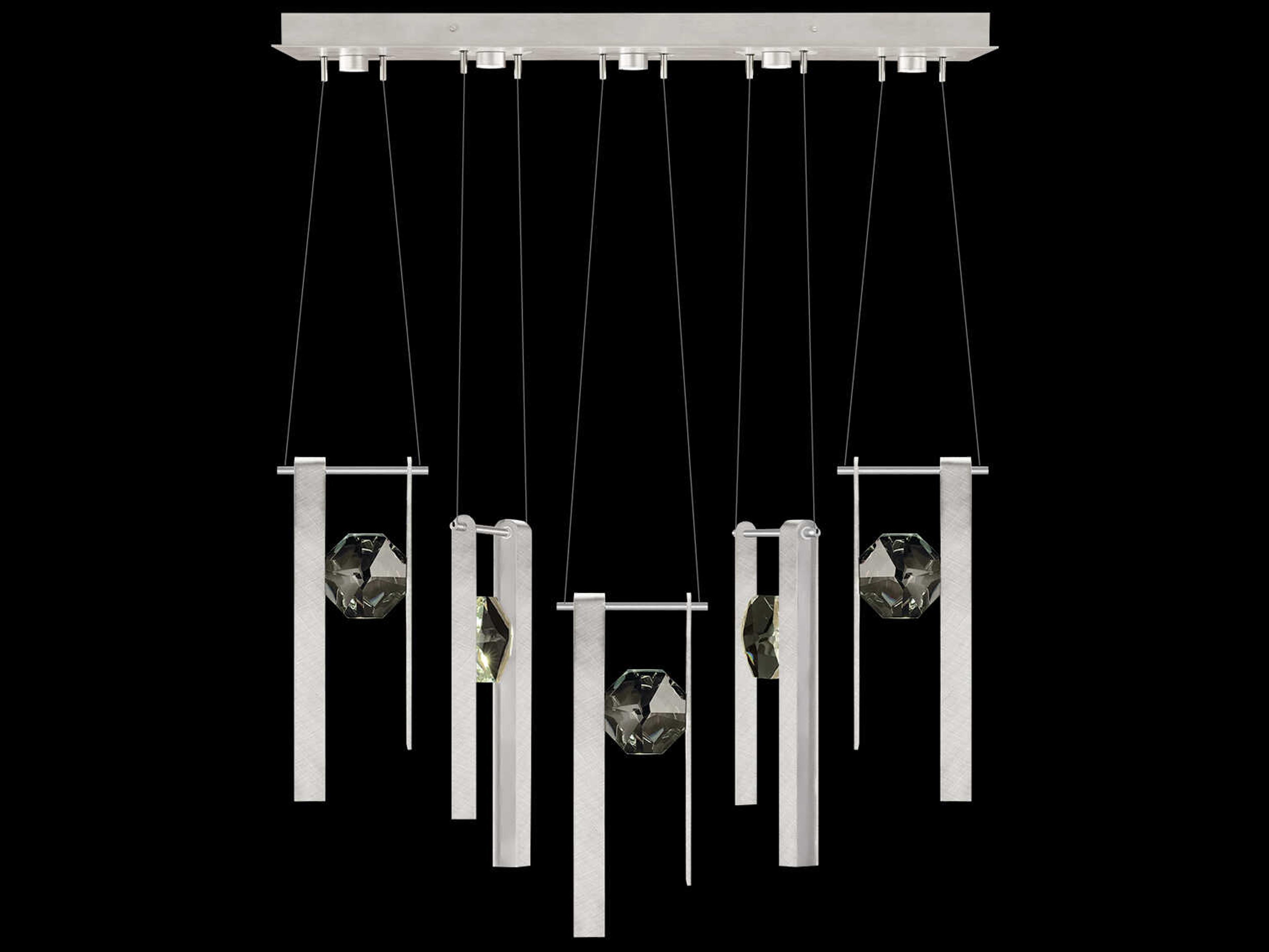 Fine Art Handcrafted Lighting Aria 5-Light Silver Geometric Island Pendant