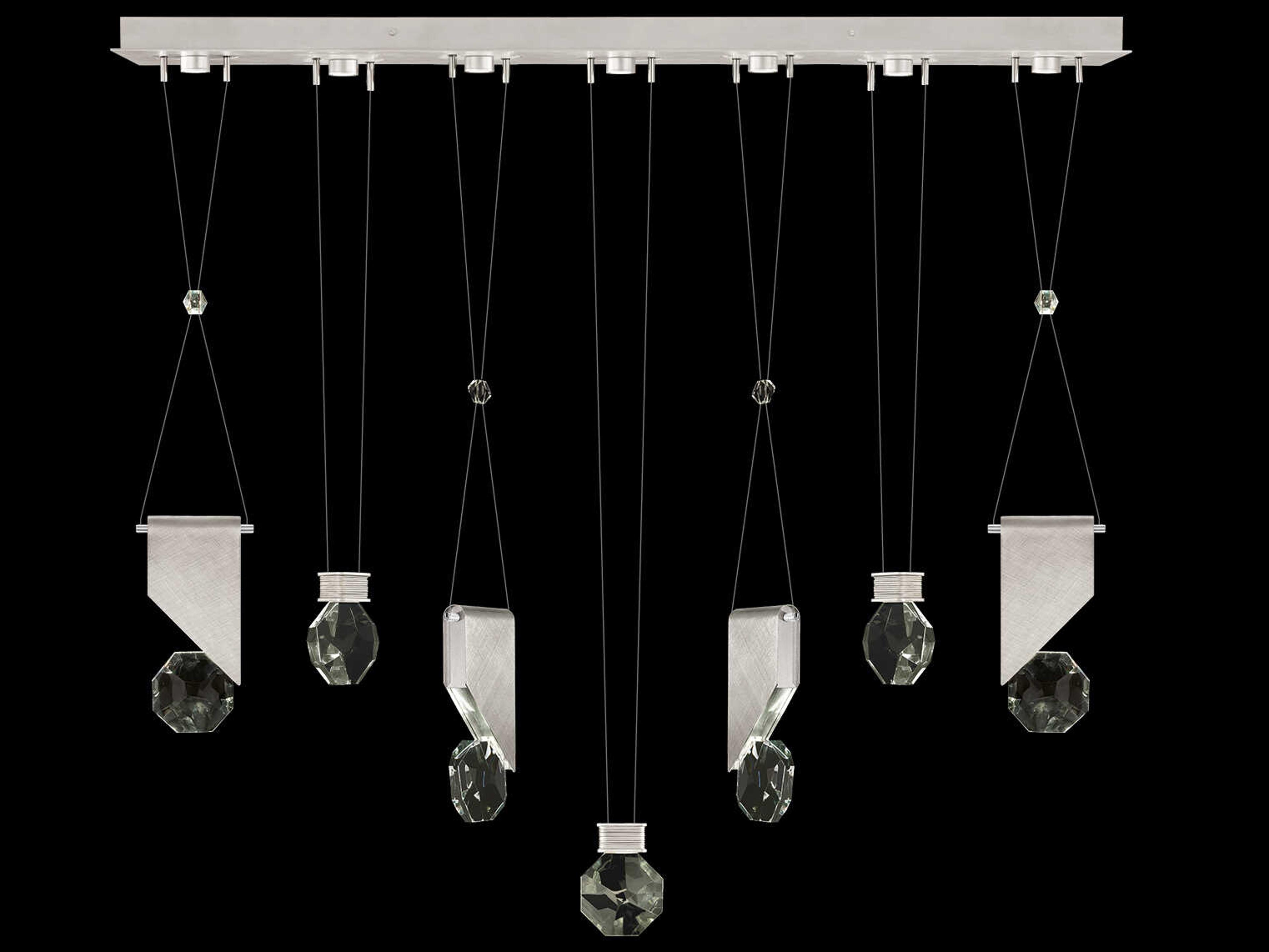 Fine Art Handcrafted Lighting Aria 7-Light Silver Geometric Island Pendant