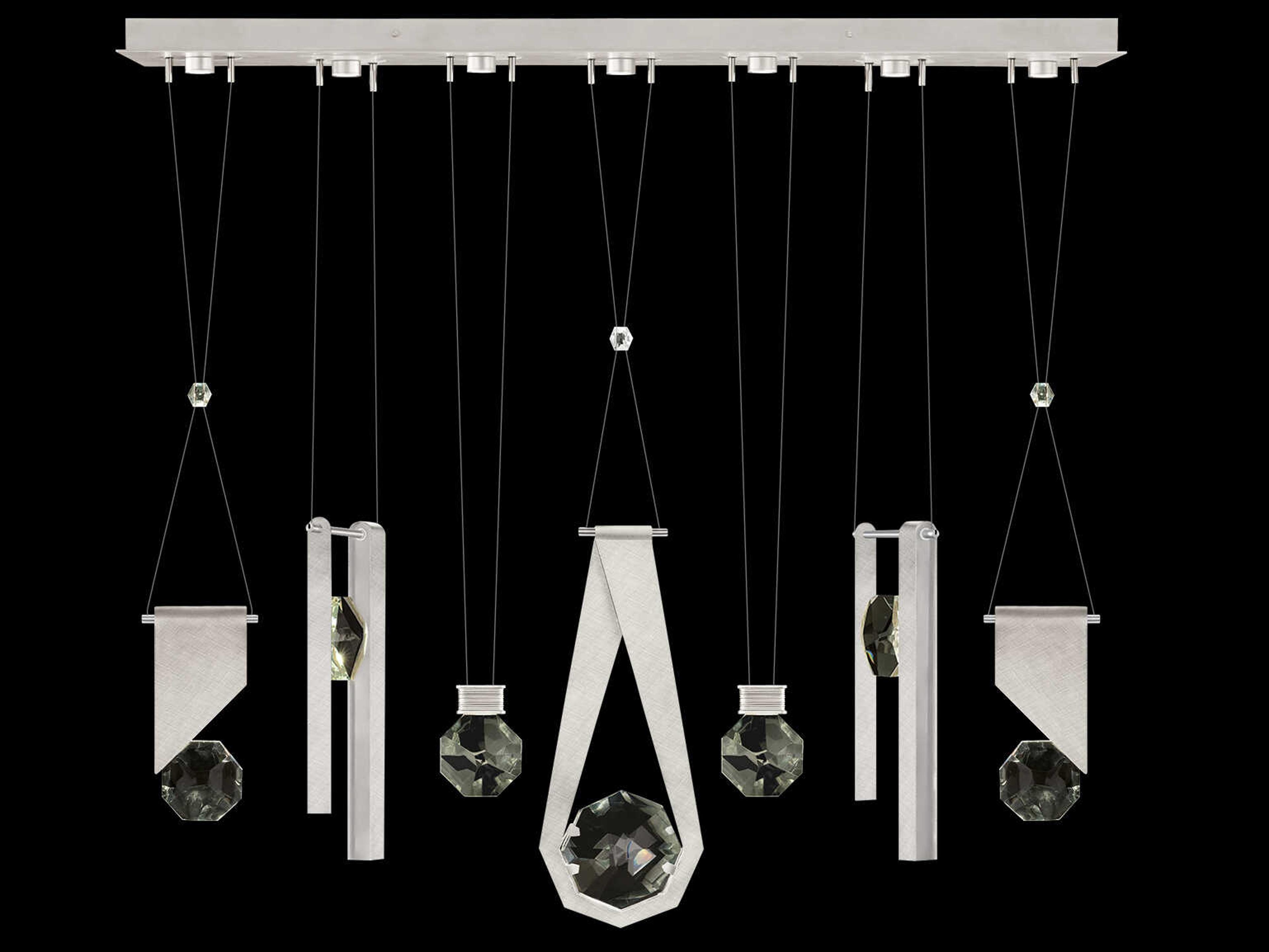 Fine Art Handcrafted Lighting Aria 7-Light Silver Geometric Island Pendant