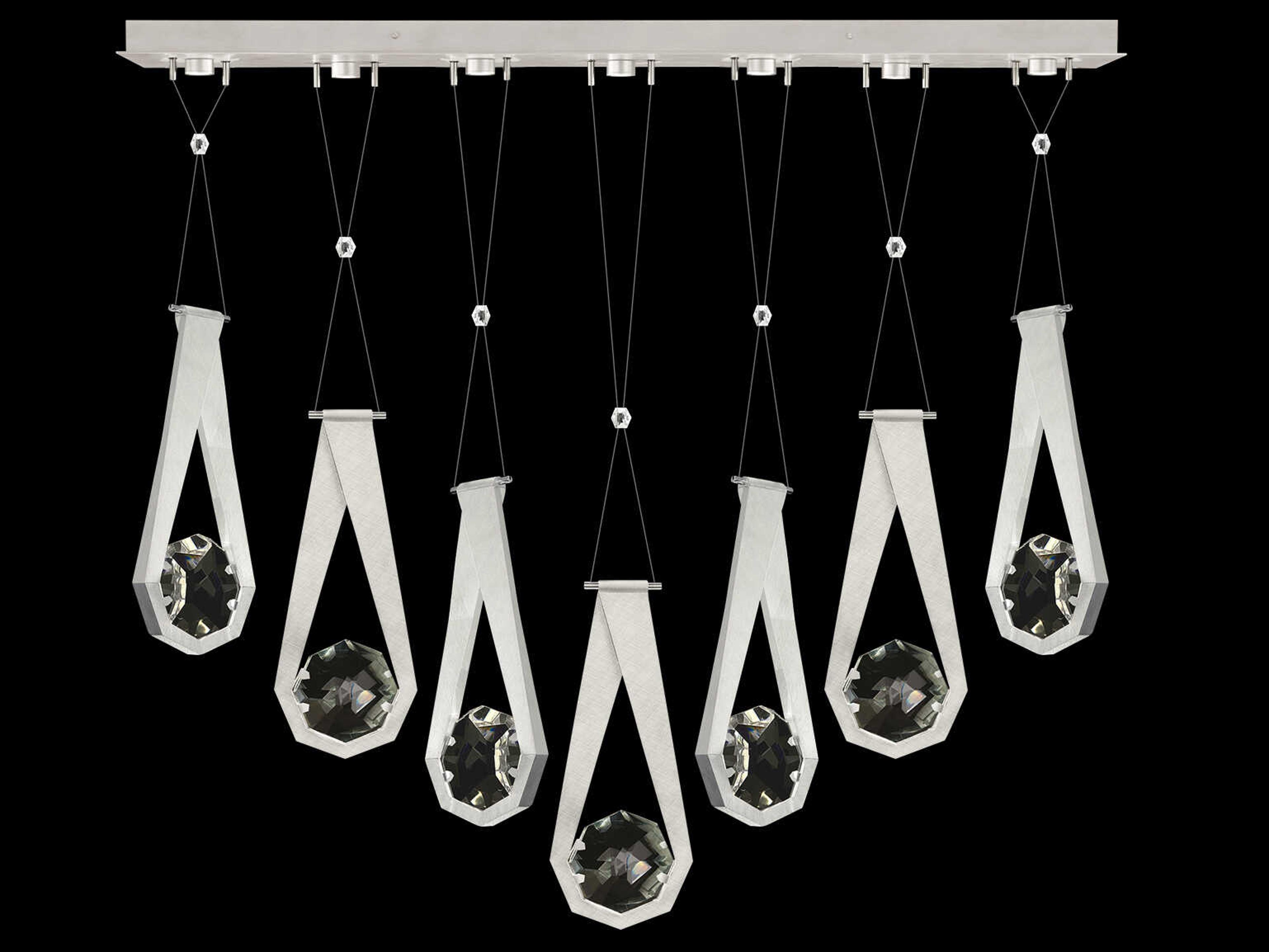 Fine Art Handcrafted Lighting Aria 7-Light Silver Geometric Island Pendant