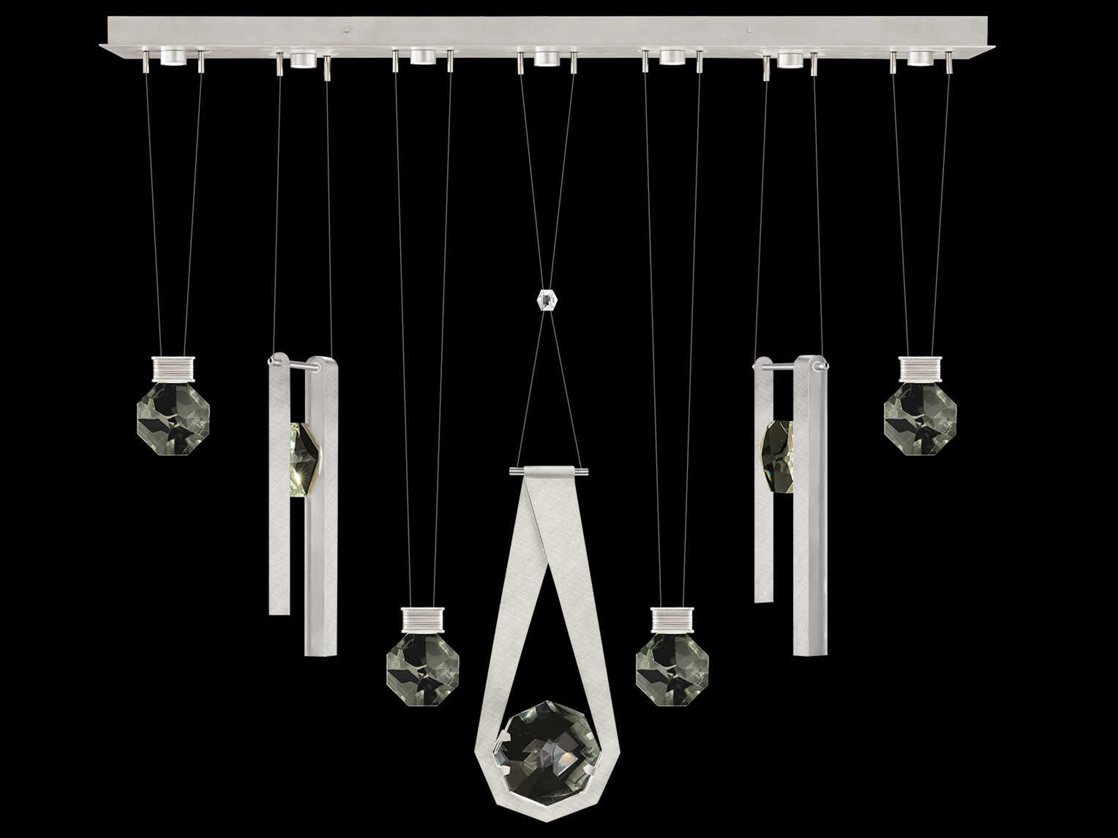 Fine Art Handcrafted Lighting Aria 7-Light Silver Geometric Island Pendant