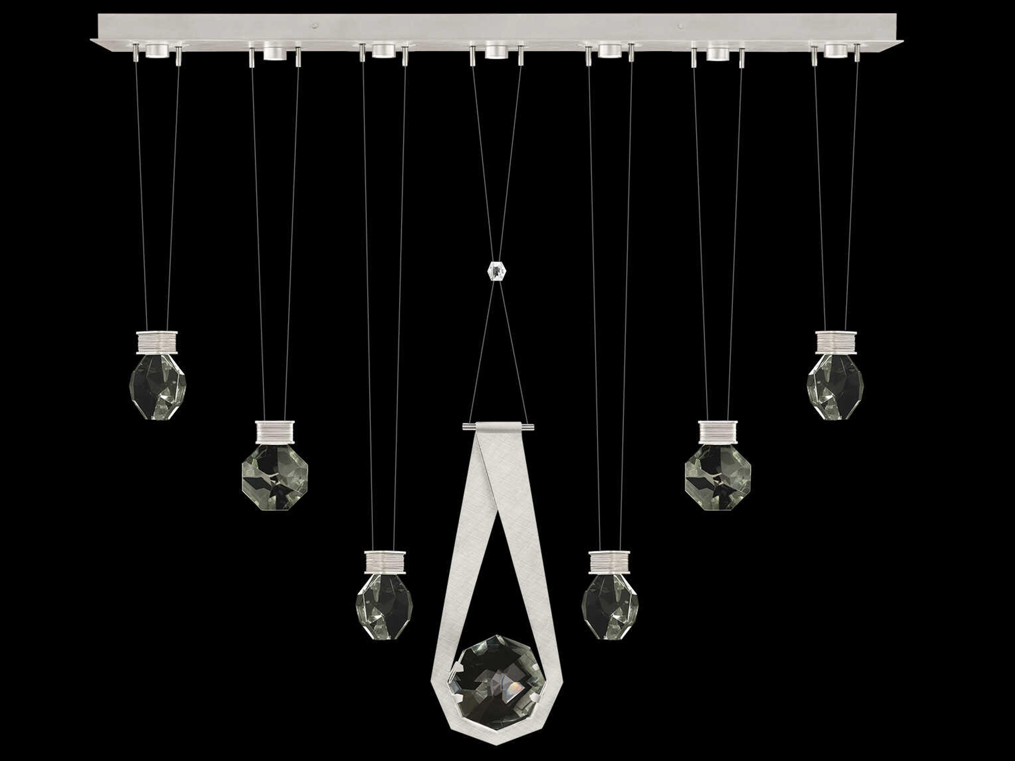 Fine Art Handcrafted Lighting Aria 7-Light Silver Geometric Island Pendant