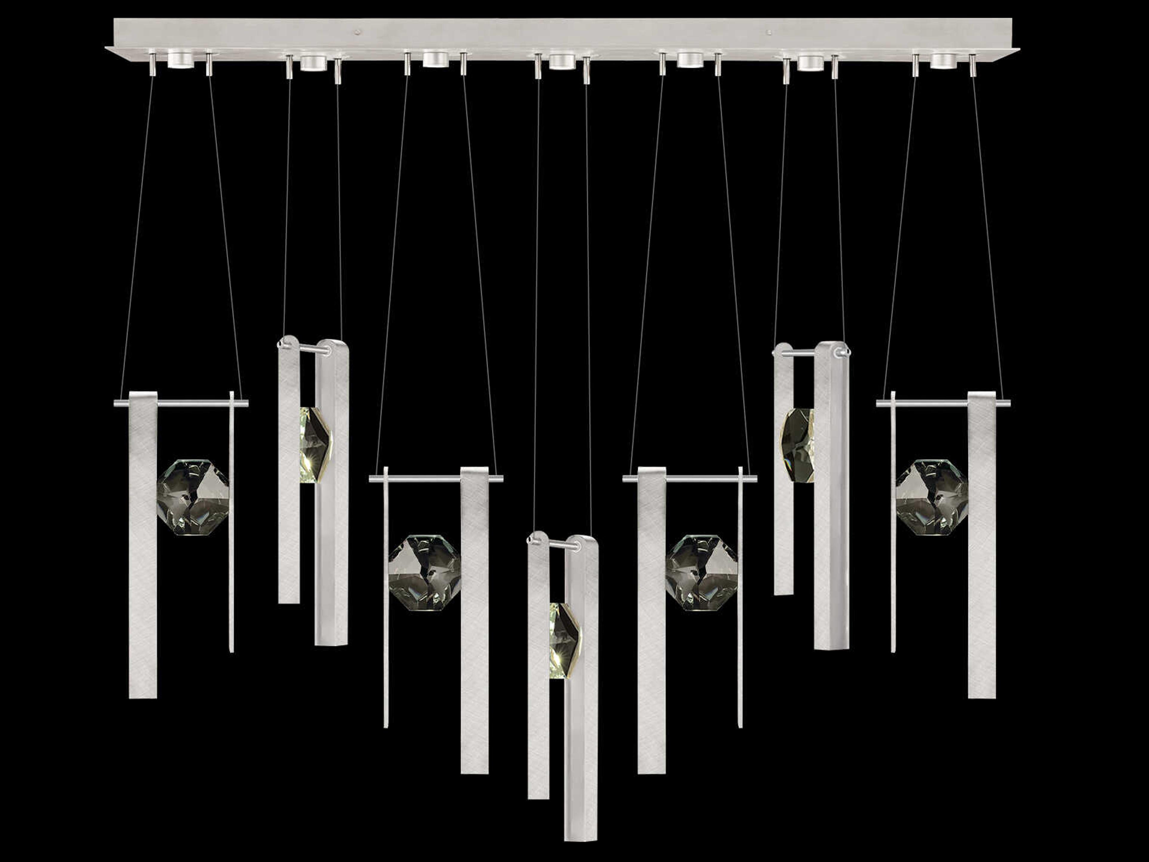 Fine Art Handcrafted Lighting Aria 7-Light Silver Geometric Island Pendant